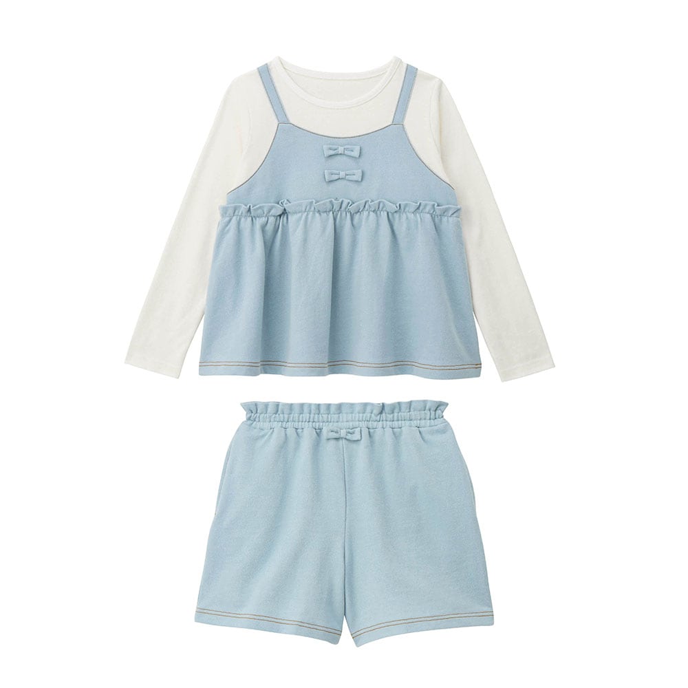 🆕【⭐訂購⭐】 🇯🇵日本直送🌀GITA牛仔風 針織緞帶 吊帶長袖上衣+短褲套裝［2款選］🌀[ELCA-0100][260412]