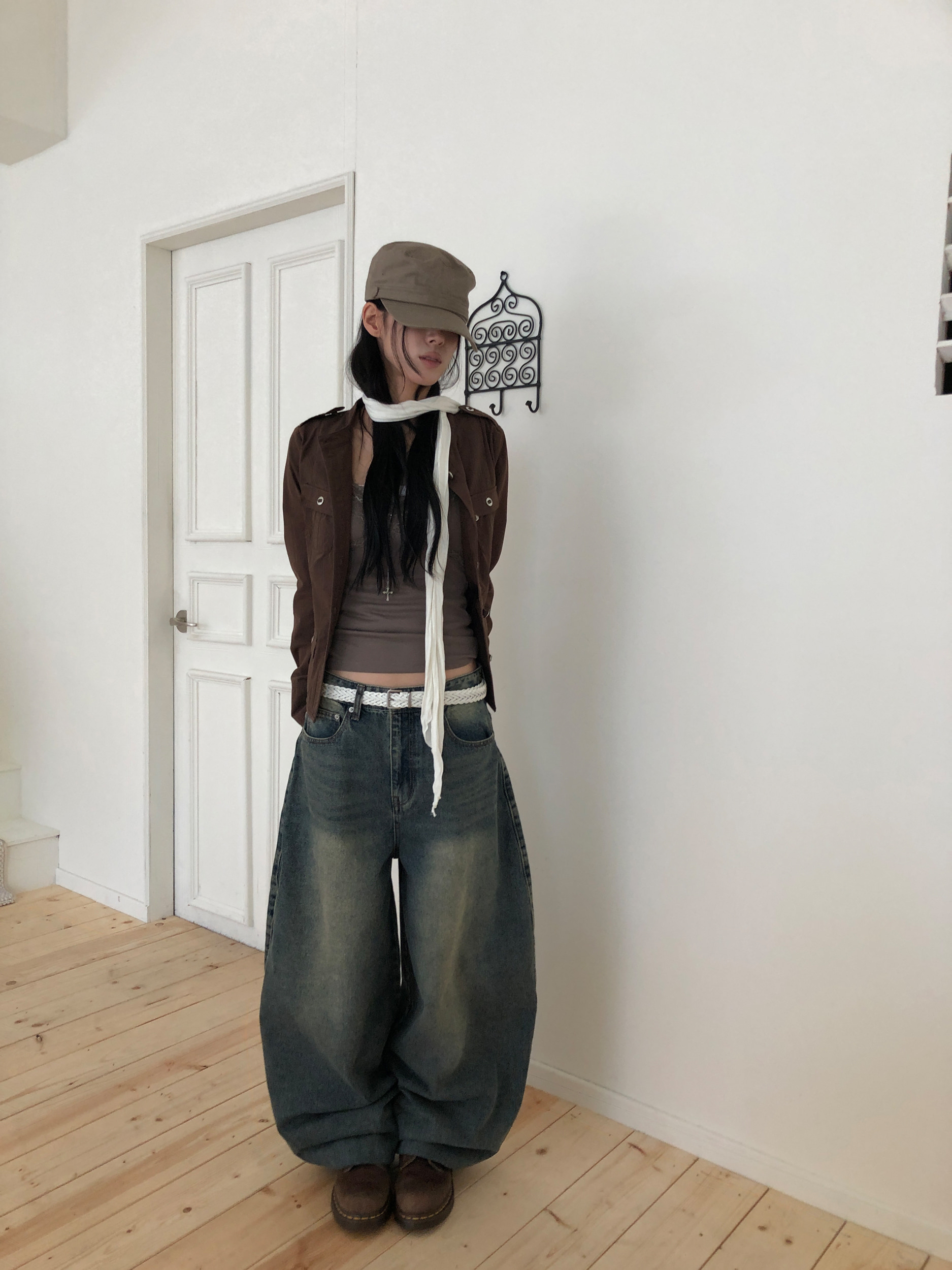 Washed Denim Balloon Pants