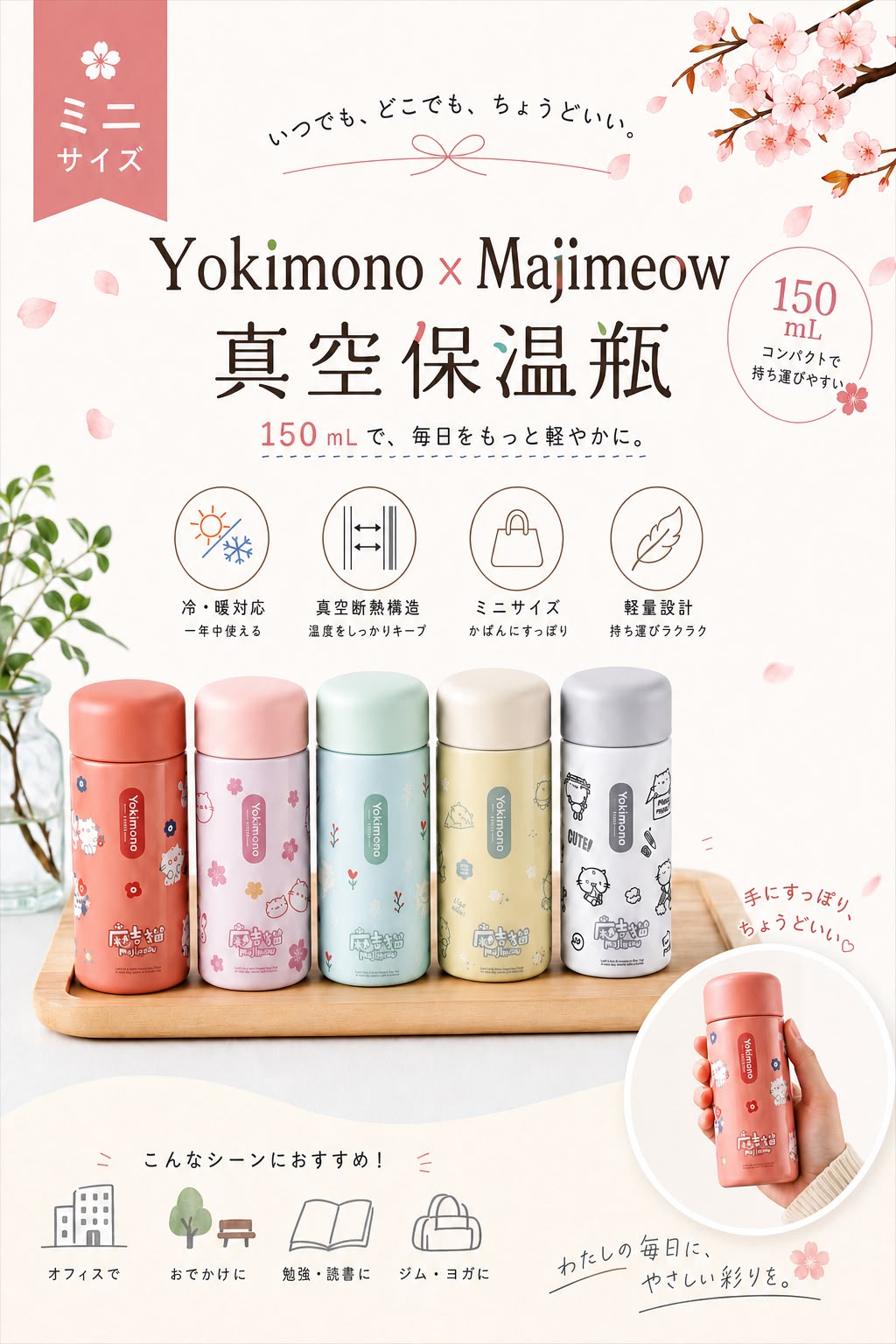 Yokimono x 麻吉貓迷你保溫杯-150ml 