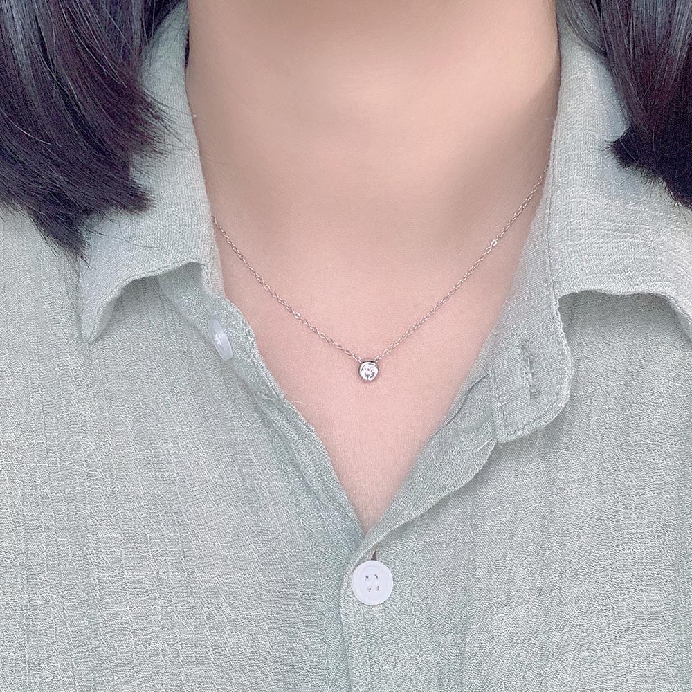 📦訂購 台灣限定 STORY 故事銀飾 簡愛單鑽莫桑石純銀頸鏈