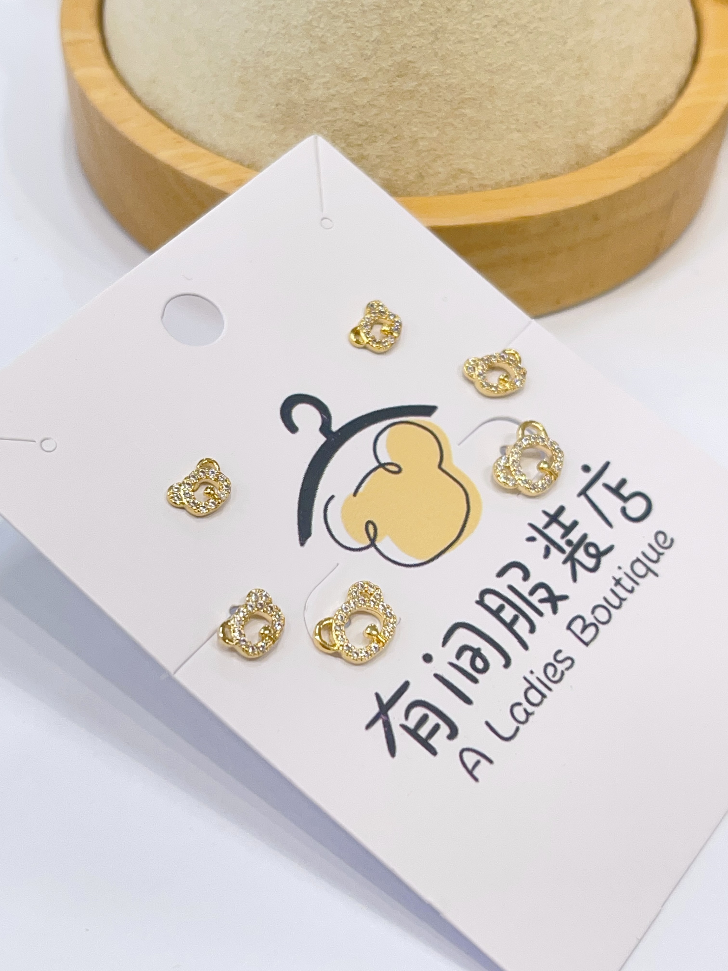 可爱小熊全家桶耳环套装