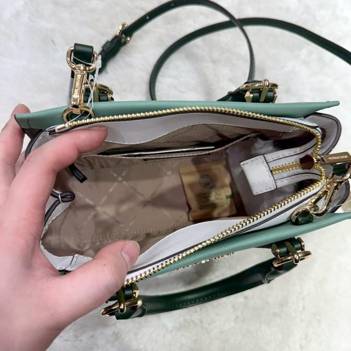 香港現貨-Michael Kors Outlet Marilyn Saffiano Leather Messenger Bag Green Multi