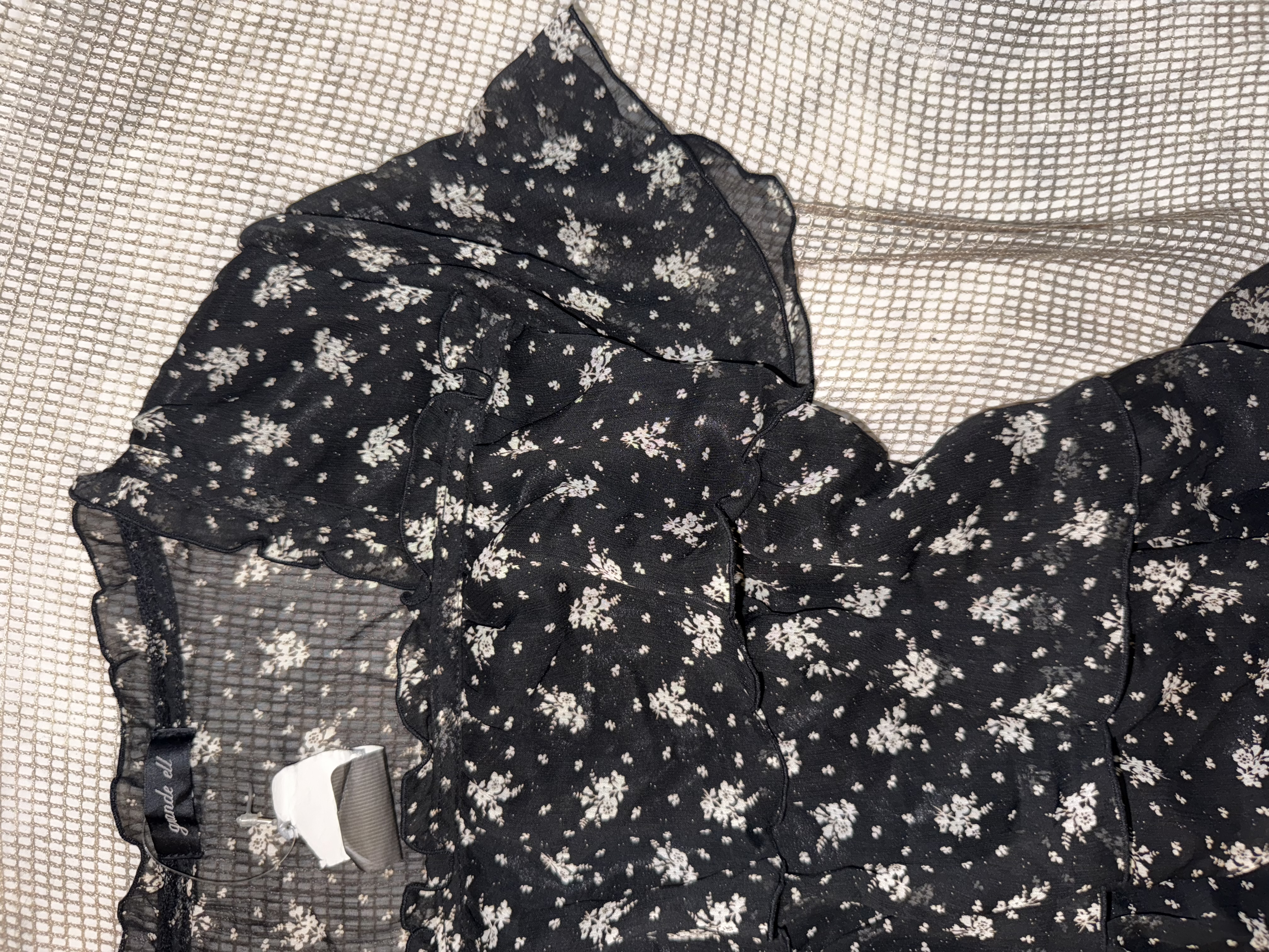 Black Floral Chiffon Top