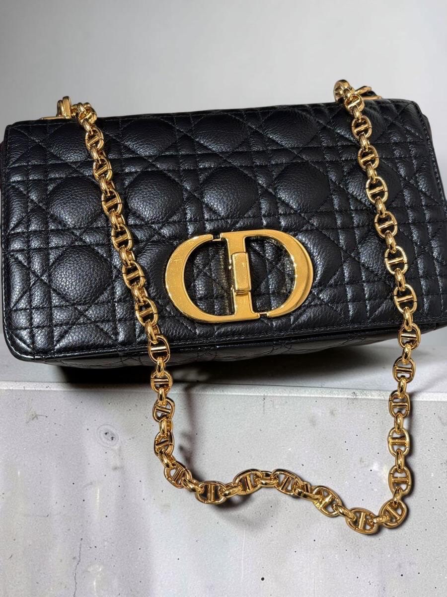 Dior Caro Medium Calfskin 黑金 100%Authentic, 95%New ✅Dust bag 
