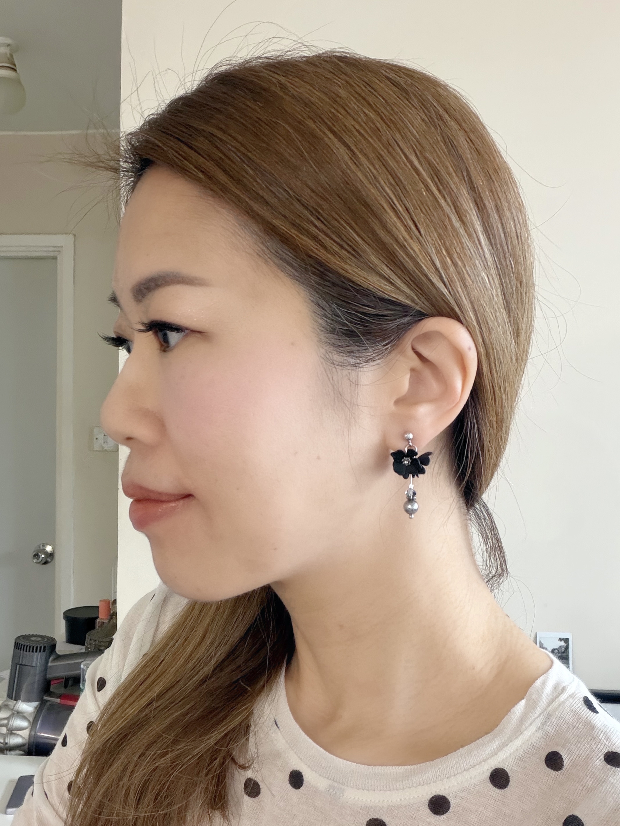 日本花語系列耳環/黑白小花朵款