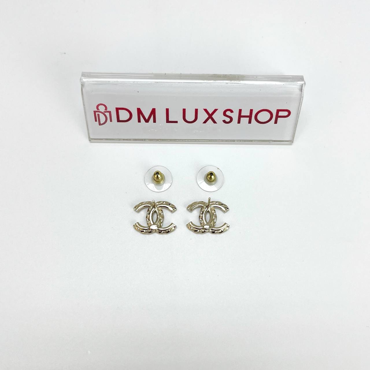 Chanel Classic Double CC Logo Earrings GHW
