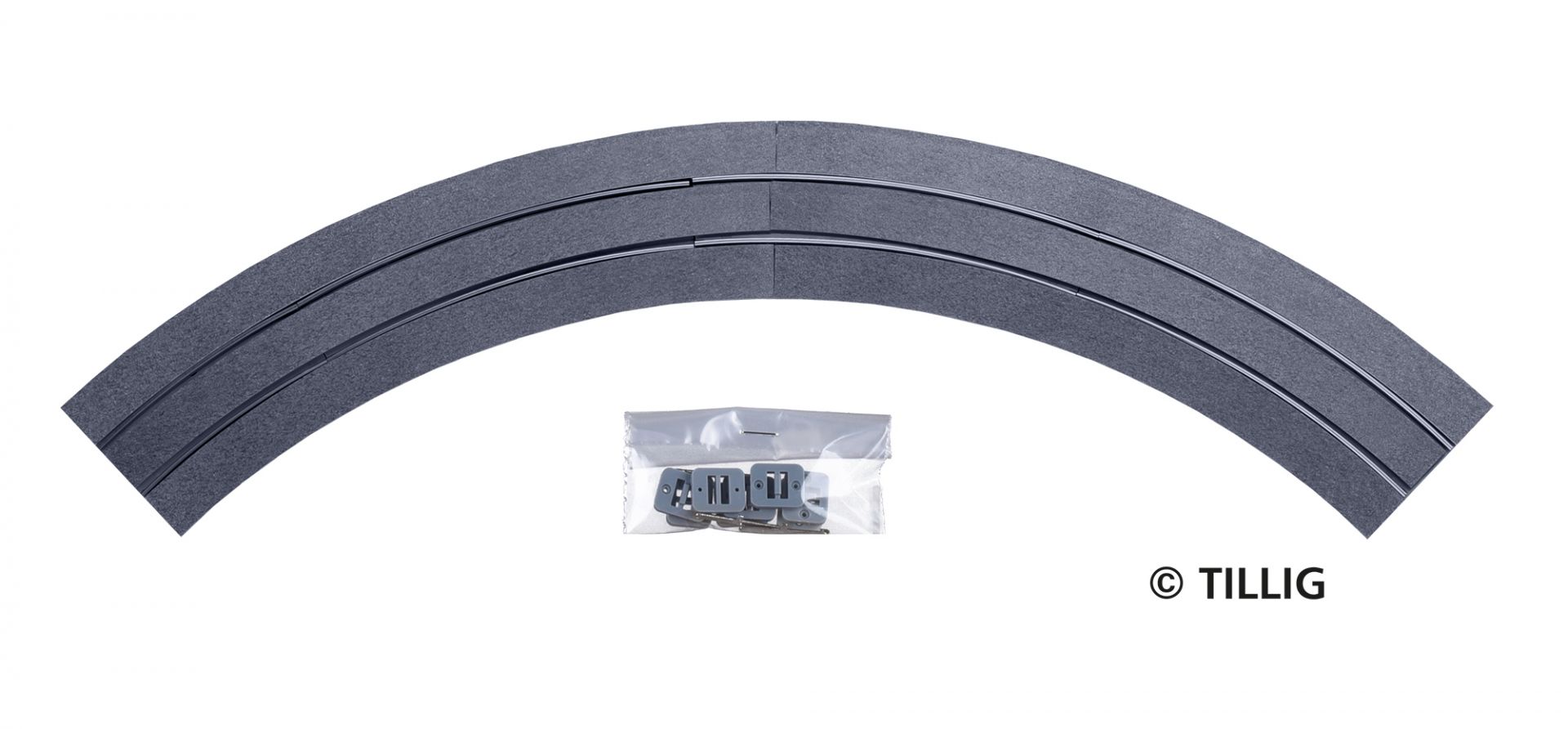 Tillig LUNA HO 彎道1:87 Curved track bitumen/concrete 馬路路軌•城市輕軌•電車路軌