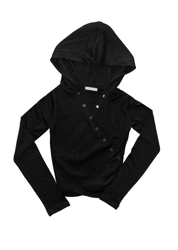 Asymmetric Snap Button Long Sleeve