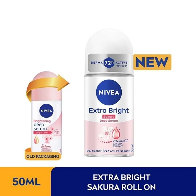 NIVEA Deodorant Roll On 50ml Deep Brightening Serum Sakura