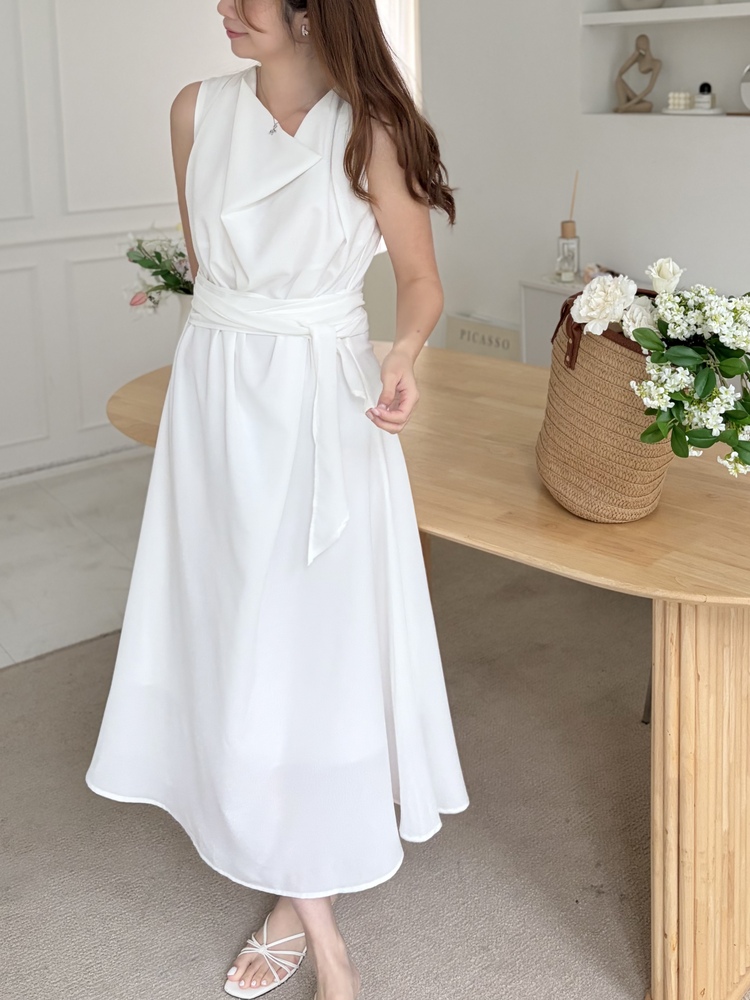 Athena Drape Dress (White)