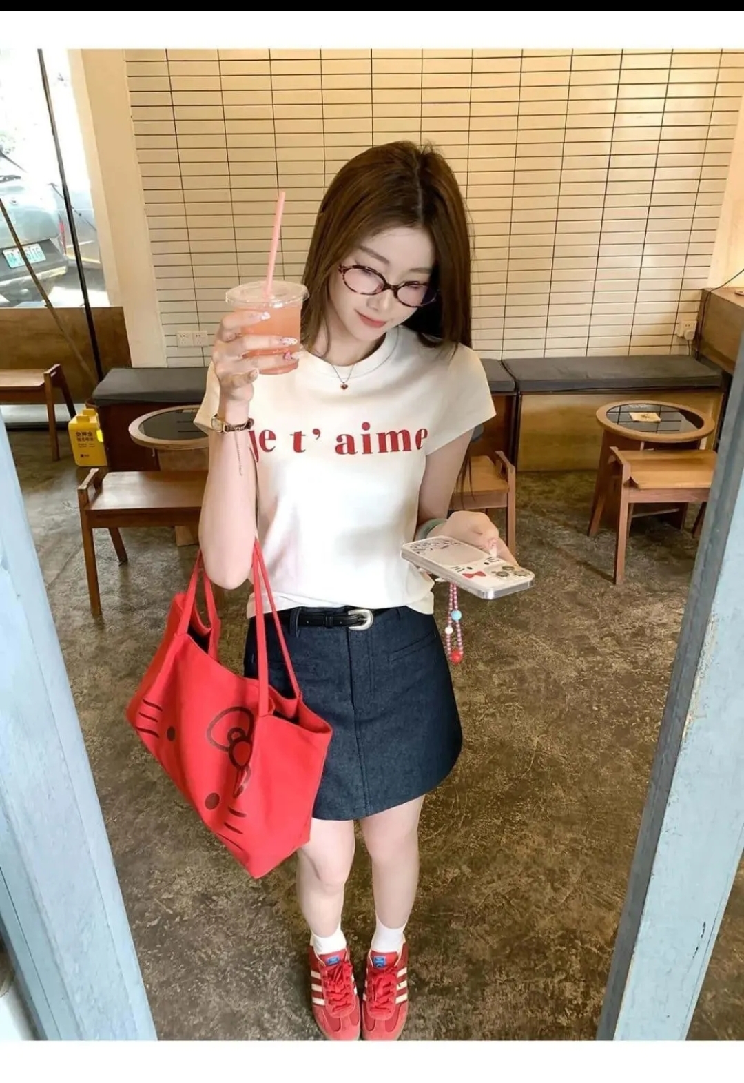 French Letter  “je t’aime”（I love you）Print Short Sleeve Tee ‖ 法式字母“je t’aime”（我爱你）印花短袖T恤 KR013753