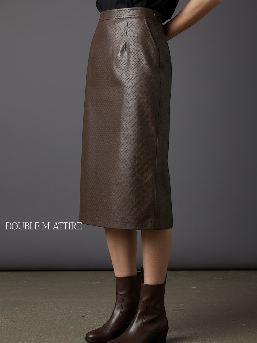 織紋仿皮包臂半裙