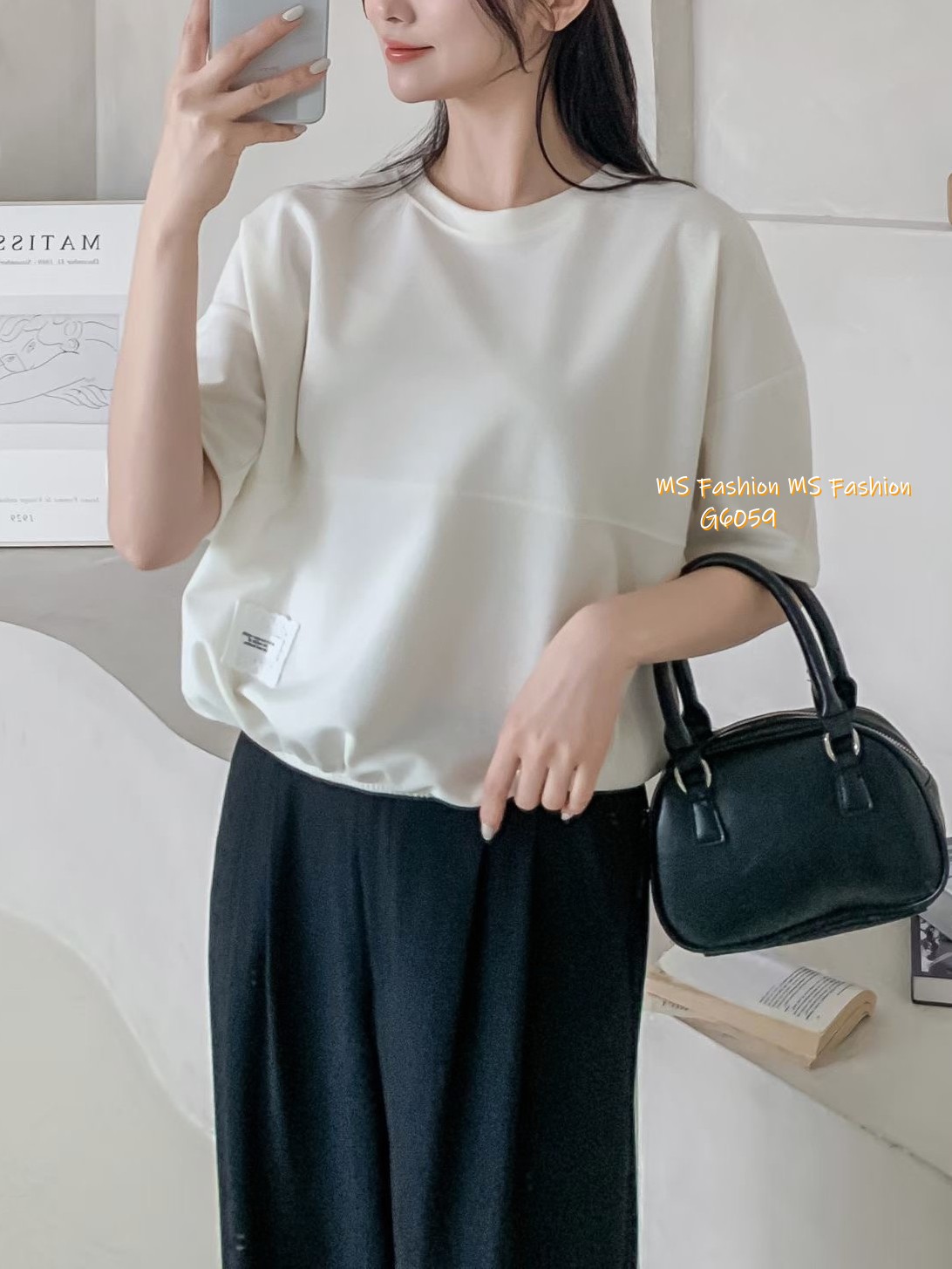 G6059 韓國🇰🇷淨色通花章仔top