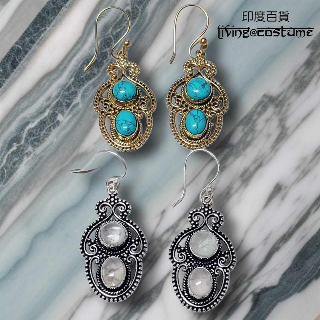 印度黃銅晶石耳環