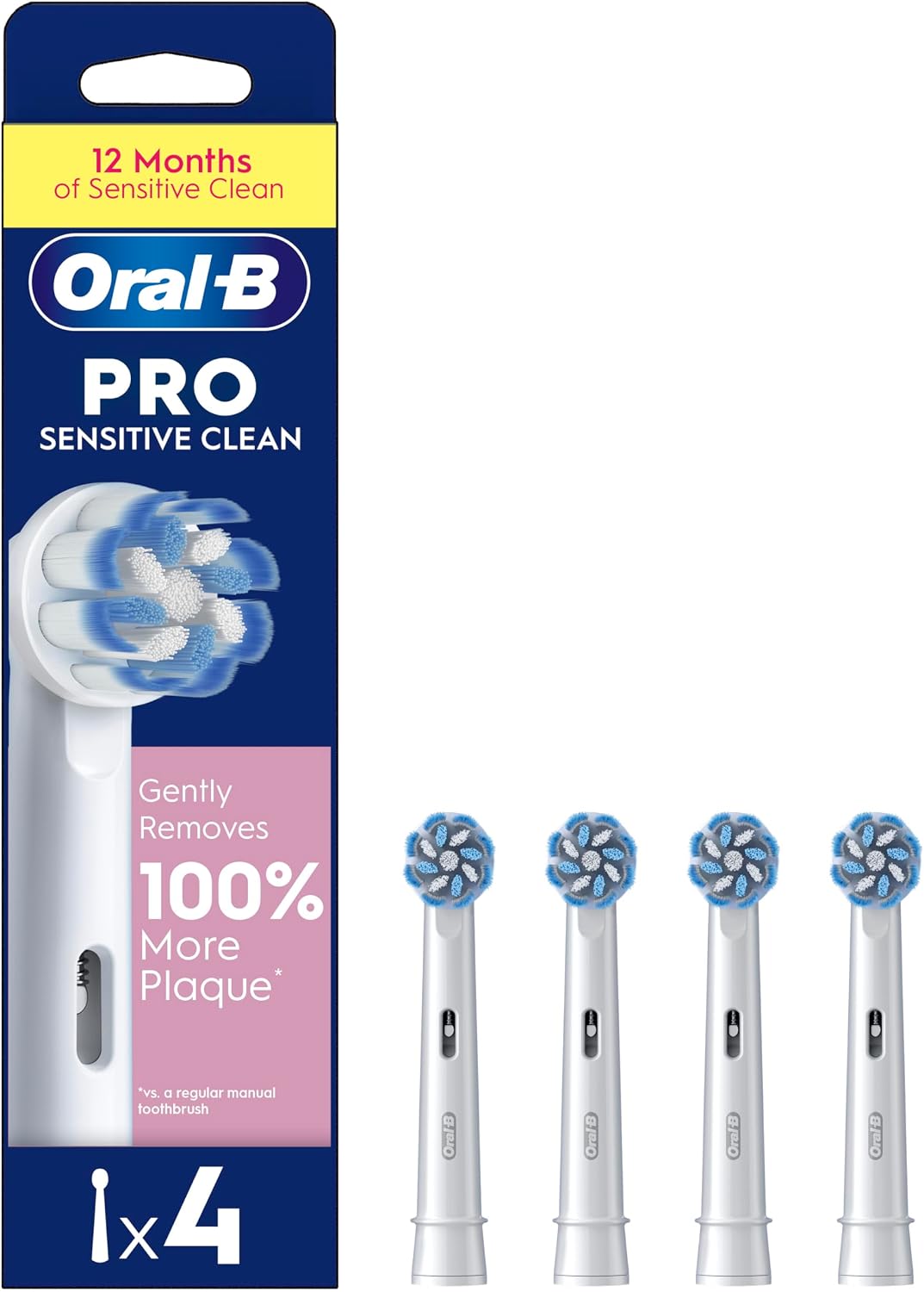 Oral B (4支裝) EB60 PRO 敏感清潔電動牙刷頭，X 形和超軟刷毛  白色  .(4 Pcs) EB60X-4 PRO Sensitive Clean Electric Toothbrush Heads WHITE