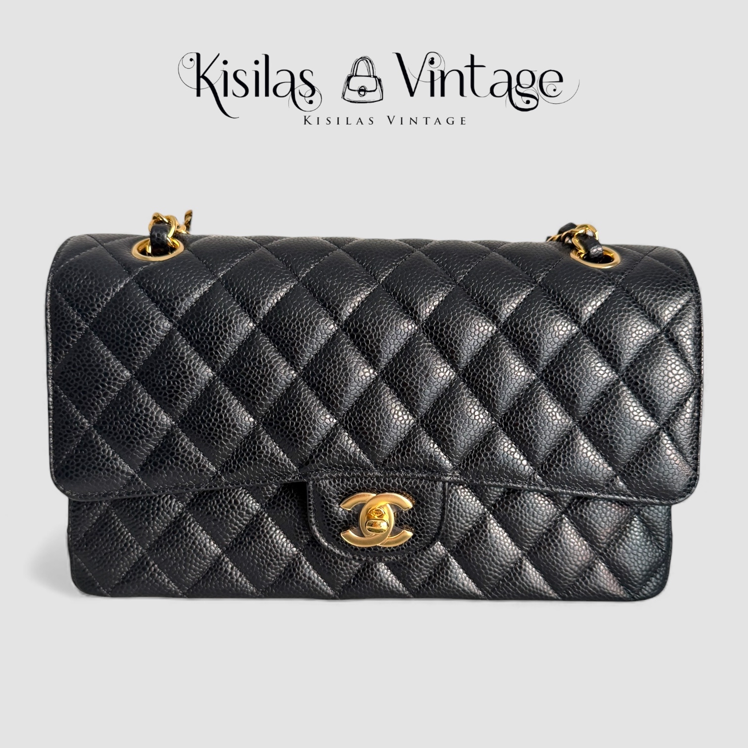 Chanel Caviar CF25 荔枝皮金扣