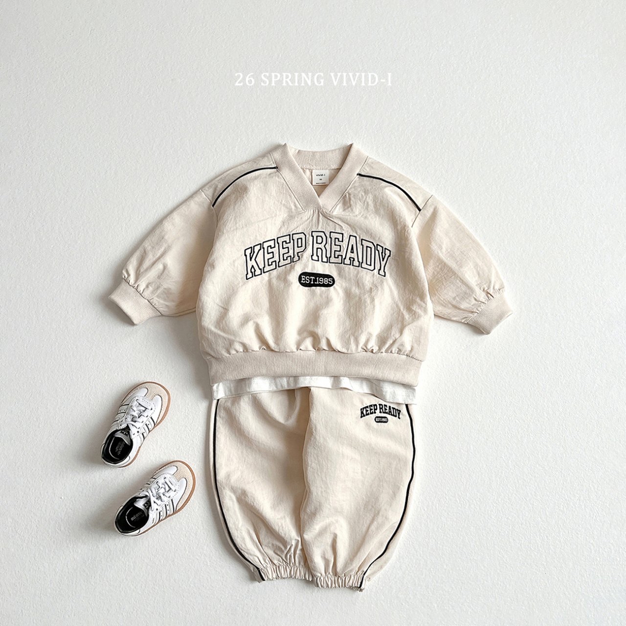 🌸預訂 韓國直送🌸🇰🇷VIVIDI四色棒球風字母刺繡寬鬆輕薄束腳褲