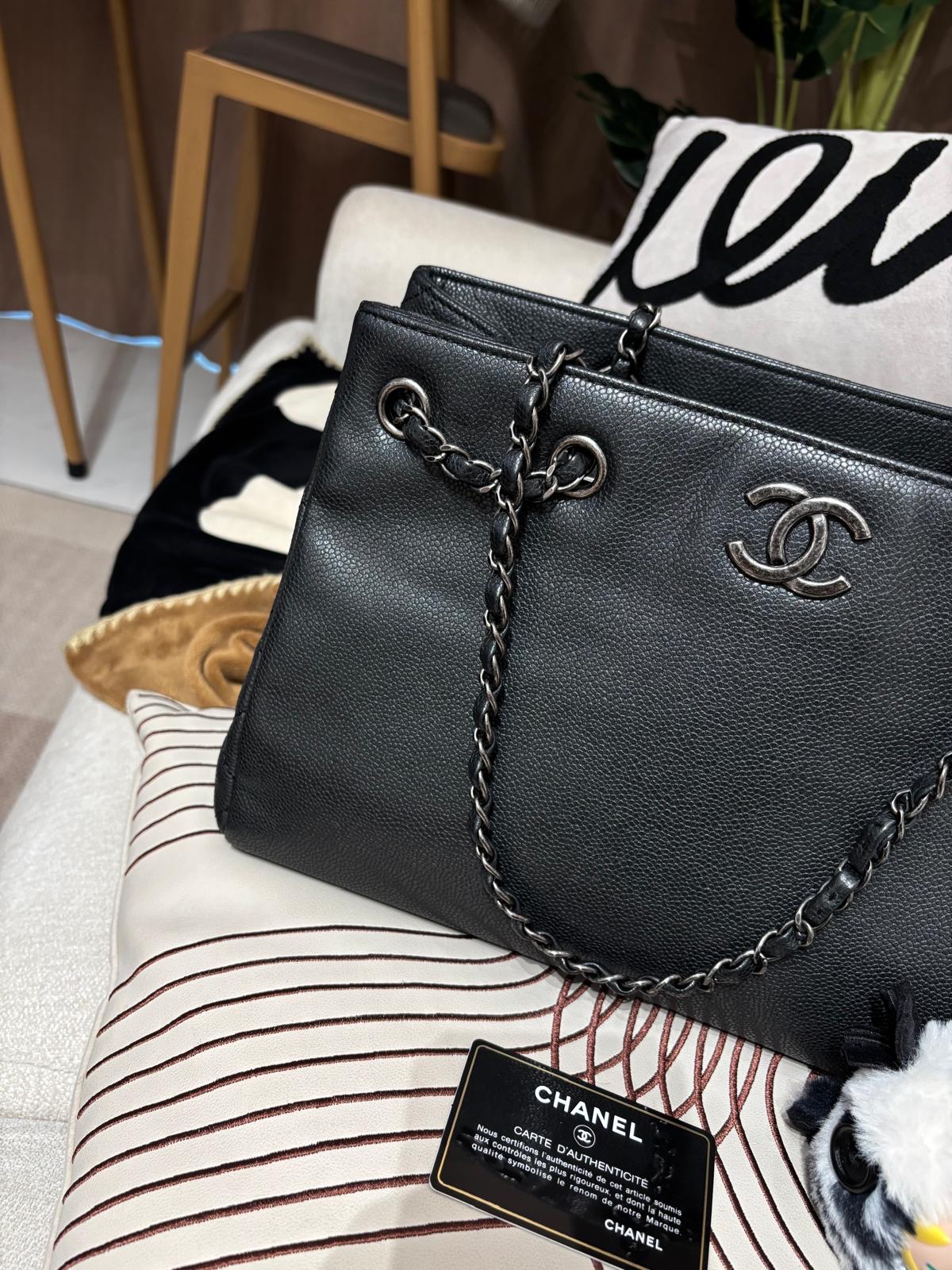 Chanel chain tote bag Caviar Skin grey 100%Authentic,95%new ✅22card✅dust bag 