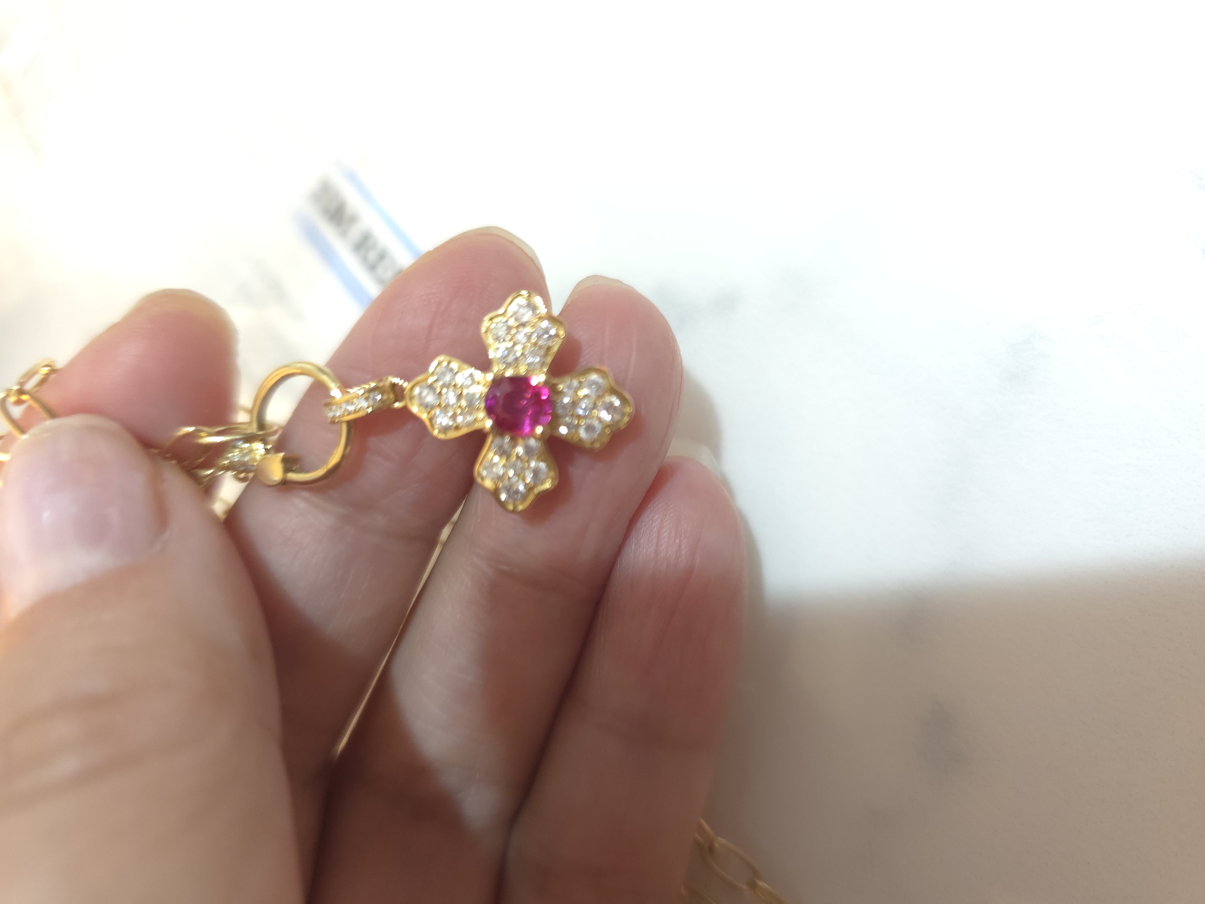 18K 無燒紅寶鑽石吊墜 R0.47 d:0.45