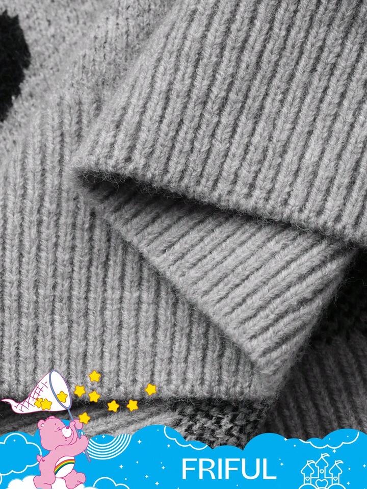 🌈care bears🐻可愛心形圖案寬鬆針織毛衣