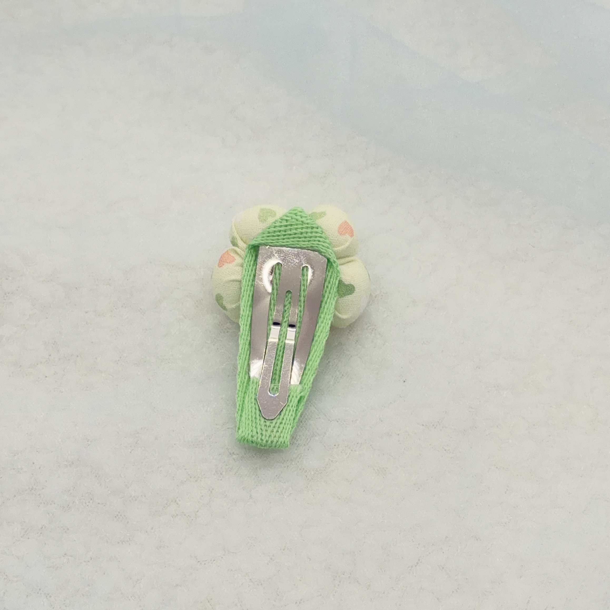 粉綠格紋與粉碎花 花花snap clip
