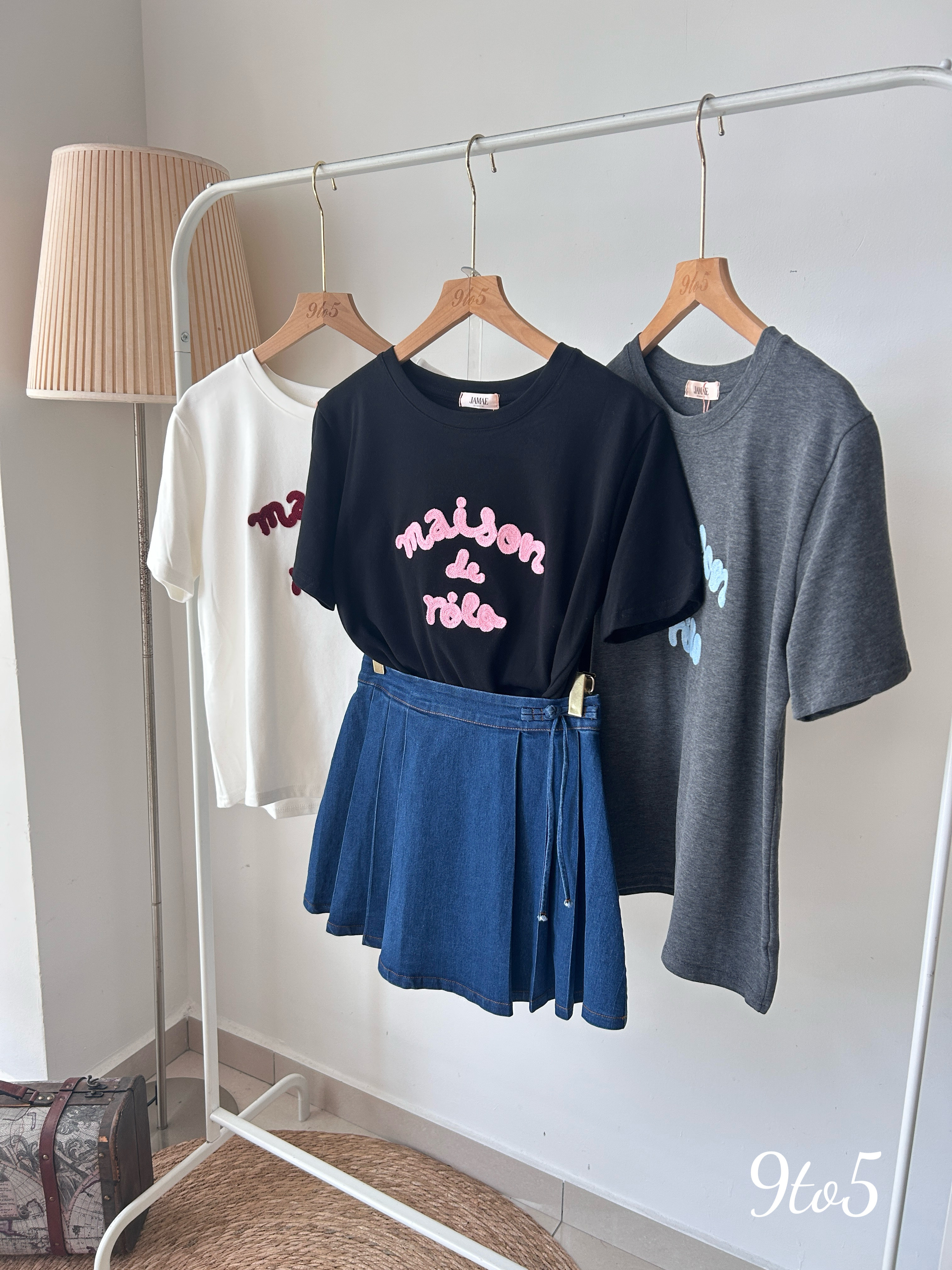 T3923 Casual Embroidery Tee - 3 Colors