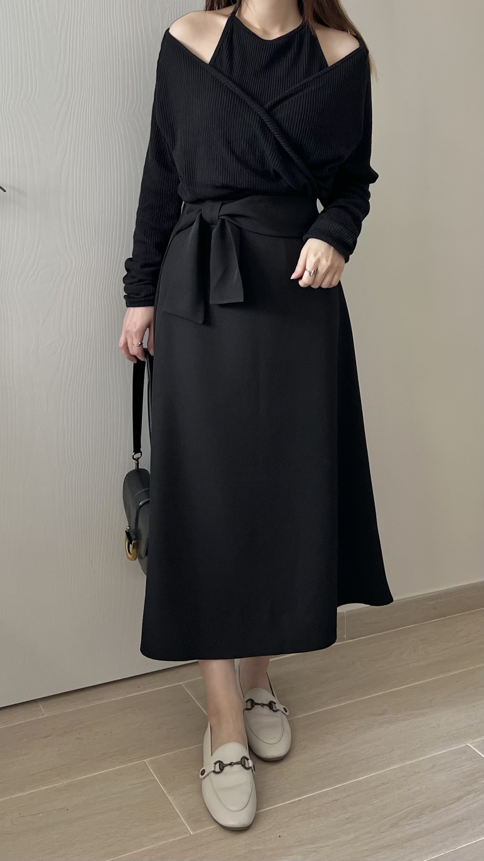 高貴優雅蝴蝶結長裙 修飾肚腩 