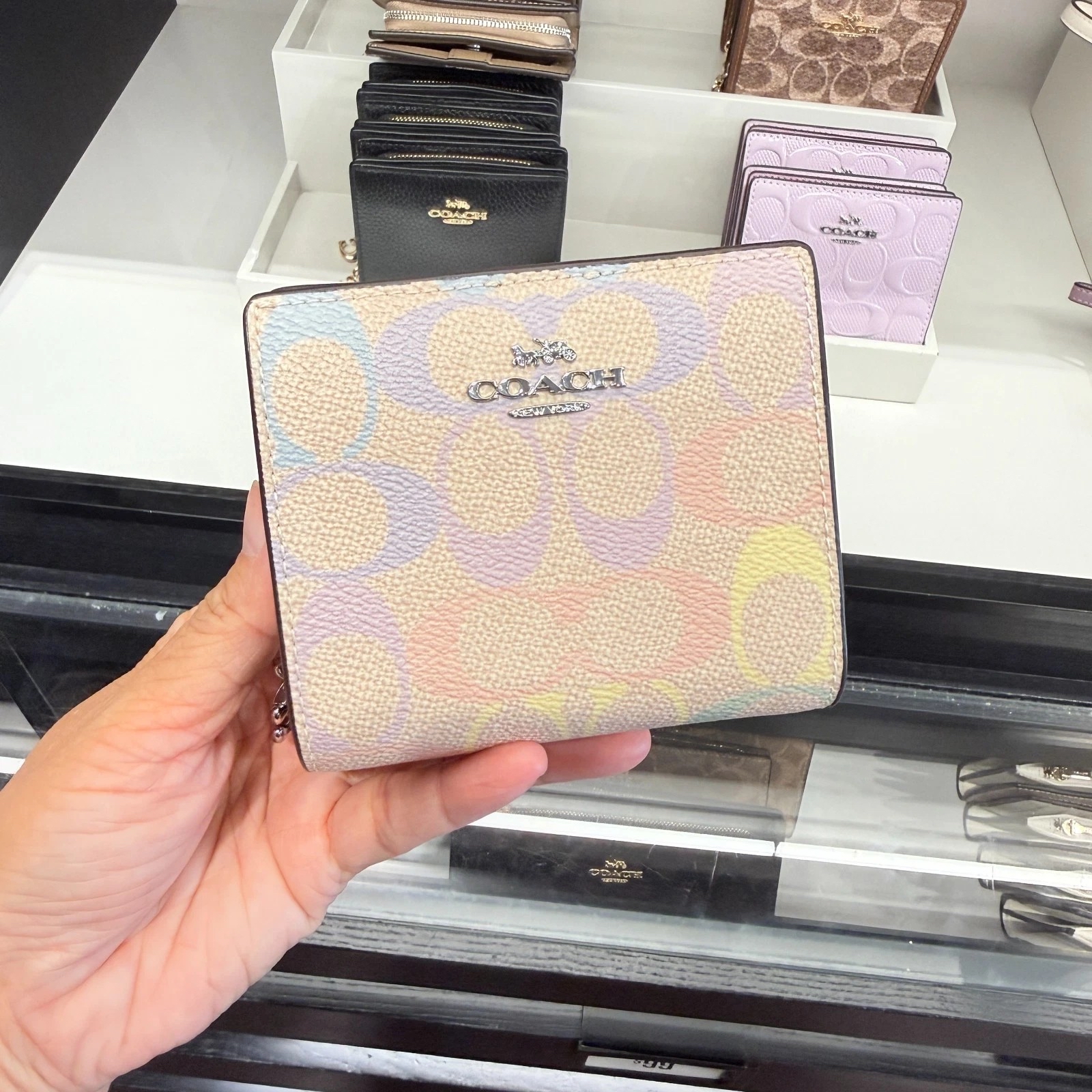 ✈️🇨🇦🇺🇸淡淡嘅彩色Signature C  pattern Coach Outlet 細銀包👛現貨🌈