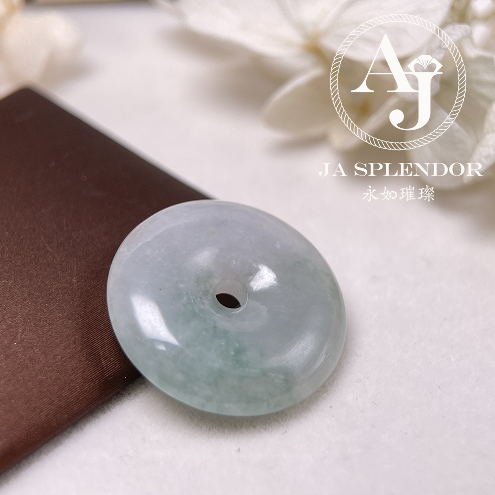 JN-175 天然翡翠A玉 冰潤飄綠平安扣