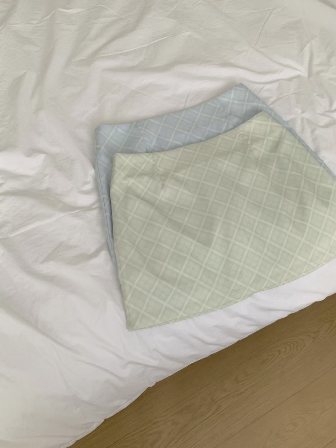 【  🫧超美春天配色☘️♡ | Sheer滑捋捋～中高腰斜紋格仔裙🤍 】 Spring Love Checked Skirt(兩色入)