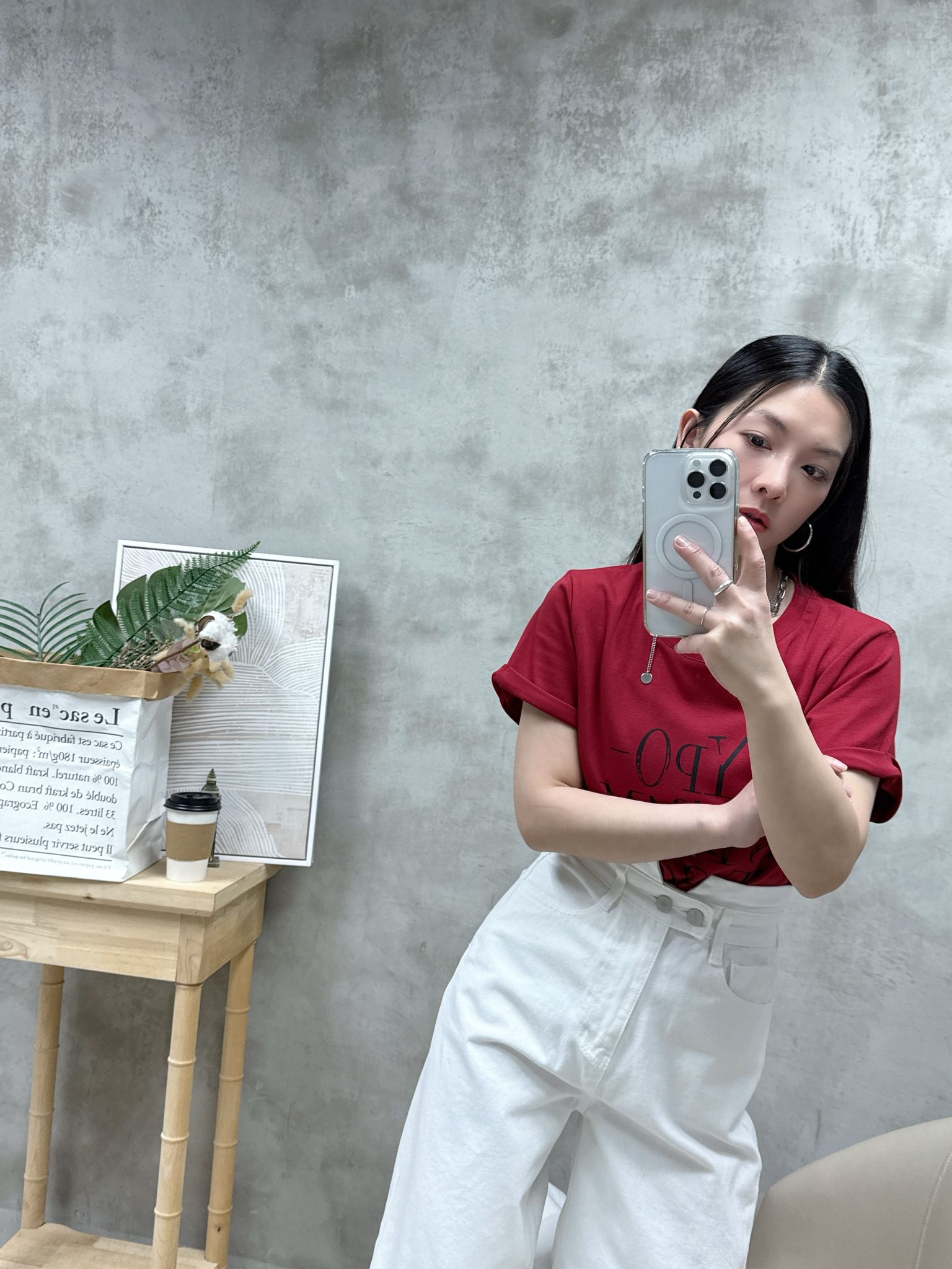 B15 不規則腰高腰牛仔褲