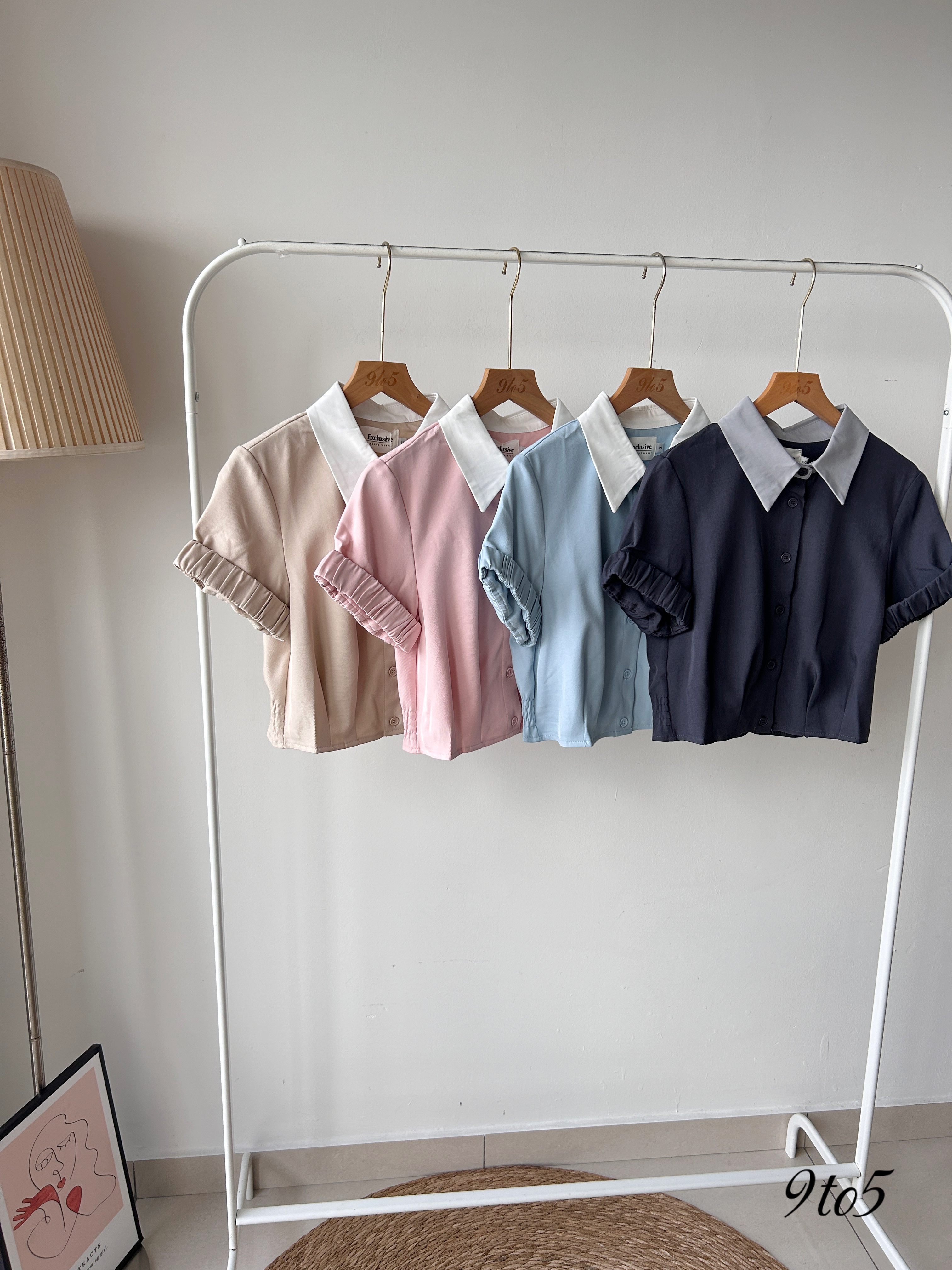 T4005 Collar Short Sleeve Top - 4 Colors