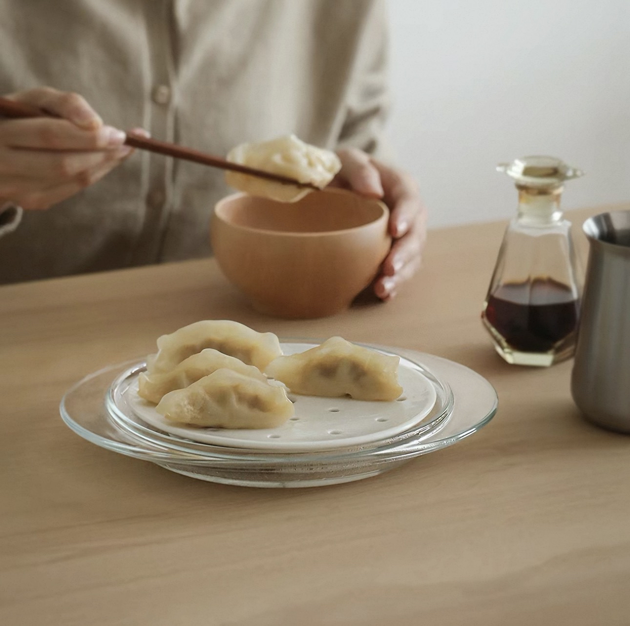日本霜山高硼硅玻璃蒸格儲存碗