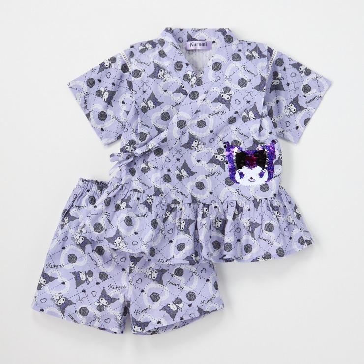 🇯🇵限量預訂 日本直送🇯🇵珠片Kuromi滿印荷葉邊純棉甚平上下套裝