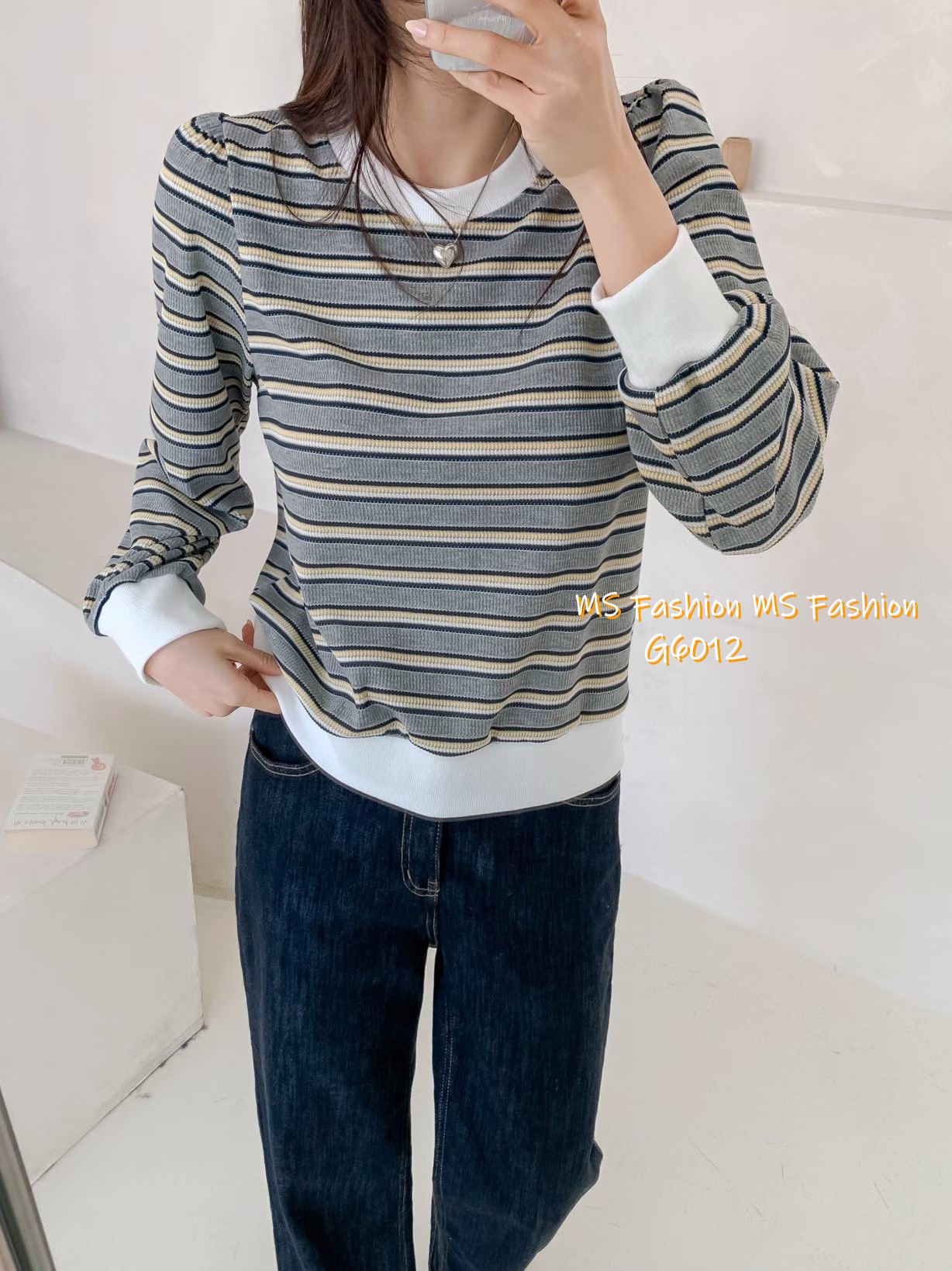 G6012 韓國🇰🇷拼色橫間top