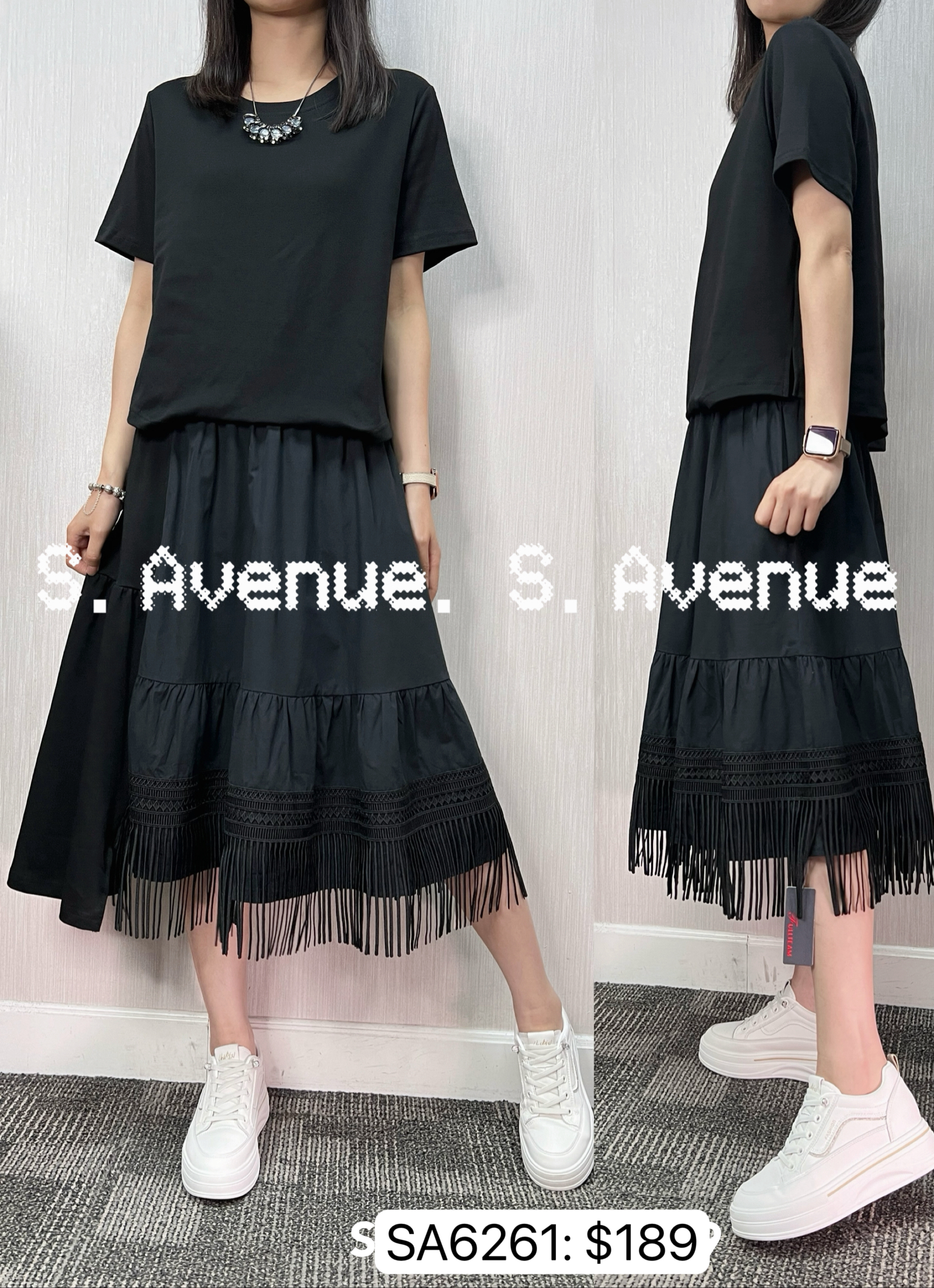 SA6261: 短袖淨色下拼so so op