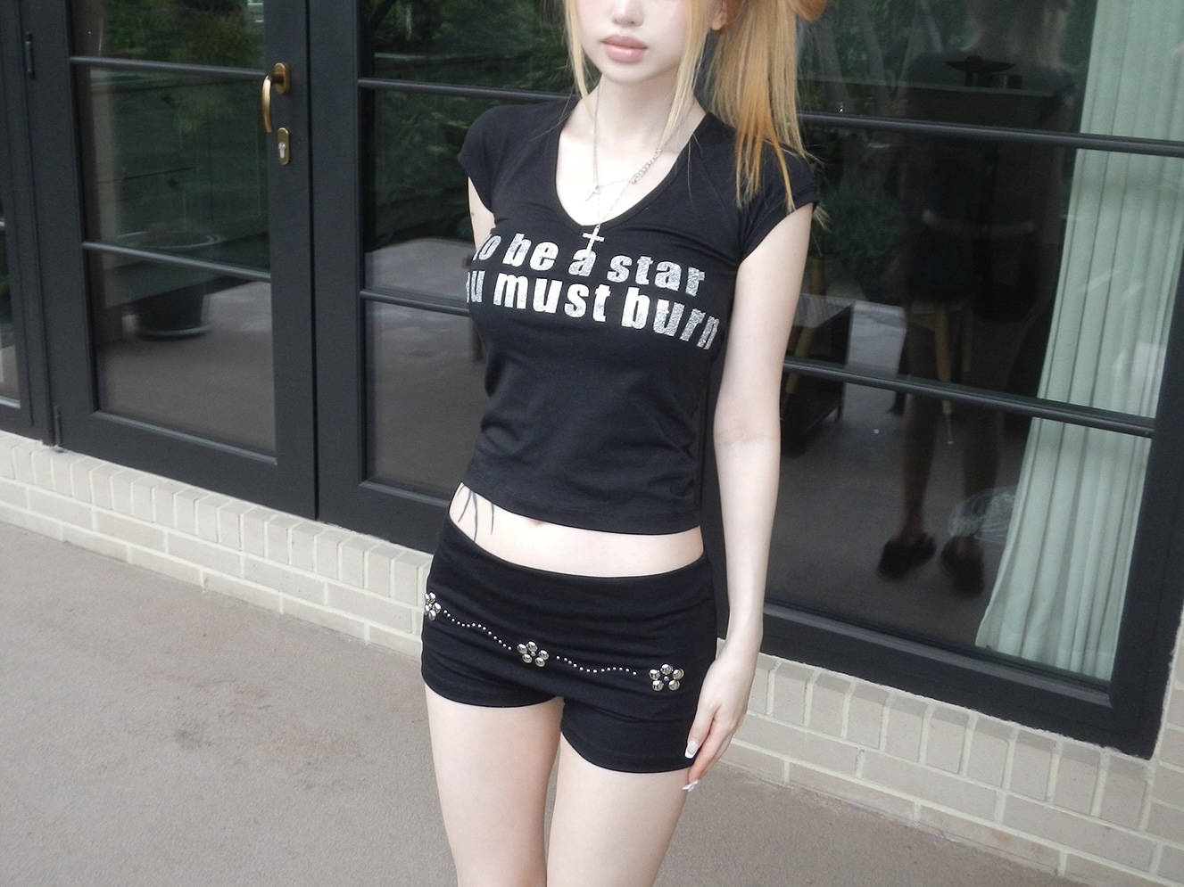 Blossom Studded Fold-Over Skort