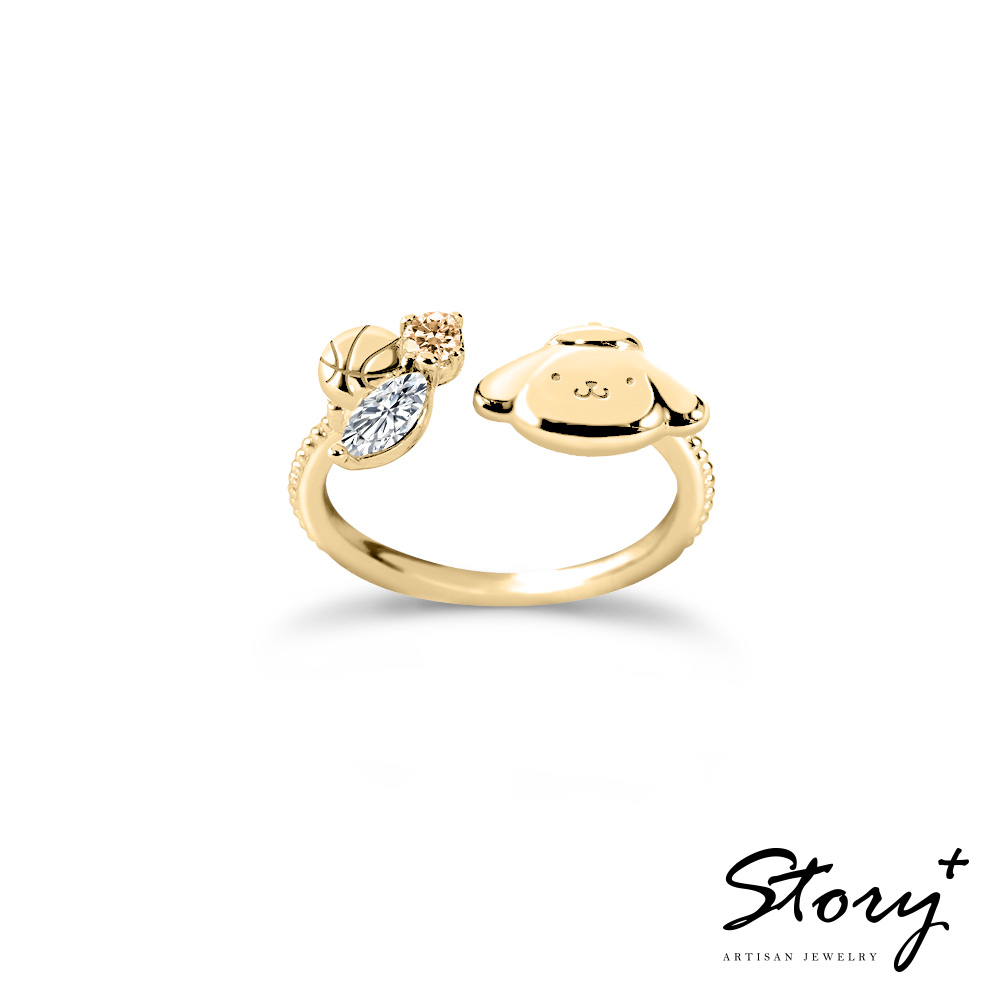 📦訂購 台灣限定 三麗鷗SanrioＸSTORY故事銀飾 Pom Pom Purin 學院Mix系列 金色晶鑽純銀戒指