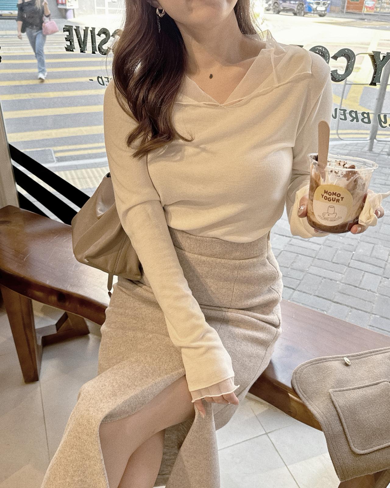 【上班/休閒】法式薄紗親膚反領上衣