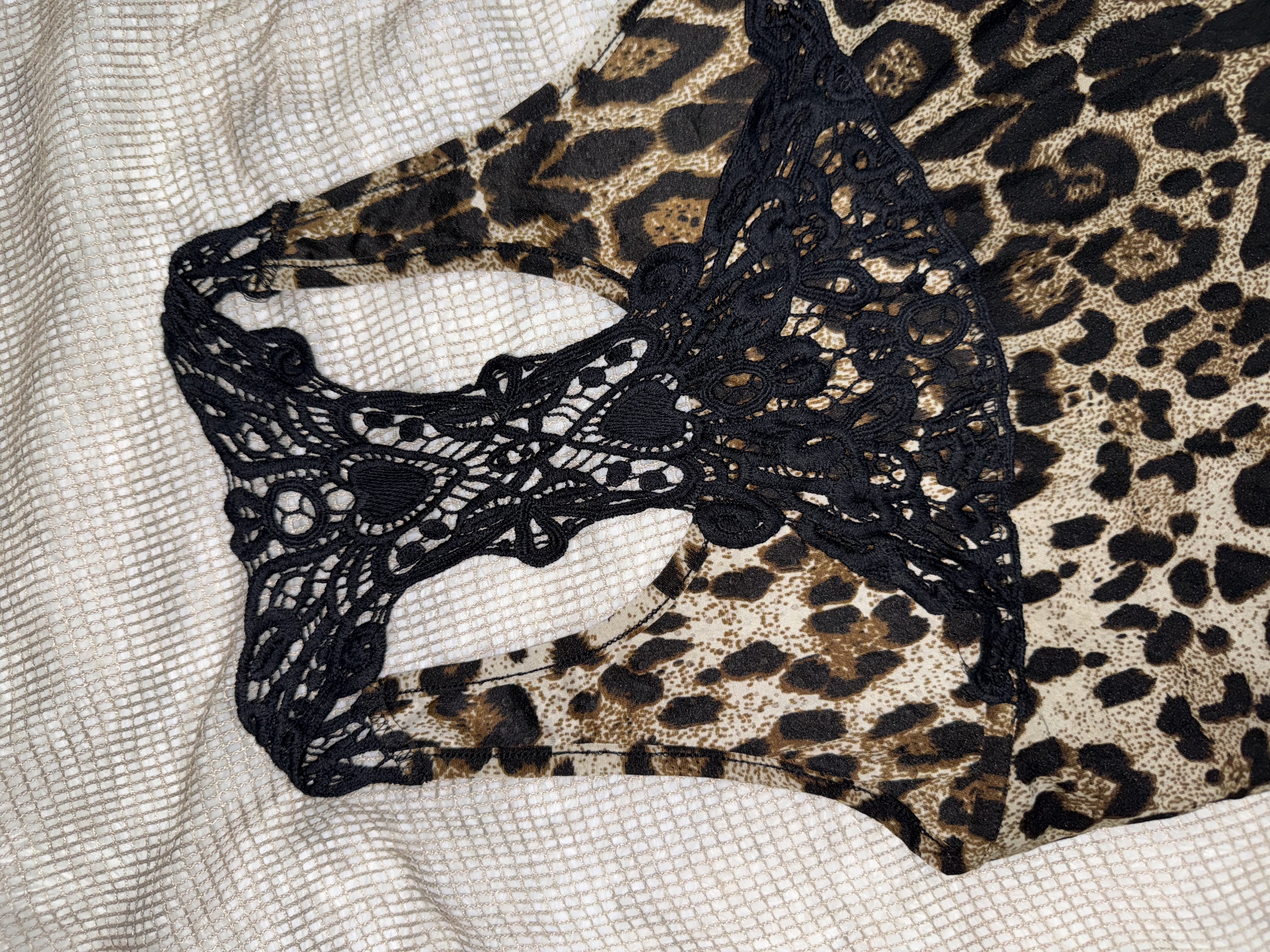 Embellished Leopard Tank with Lace Back