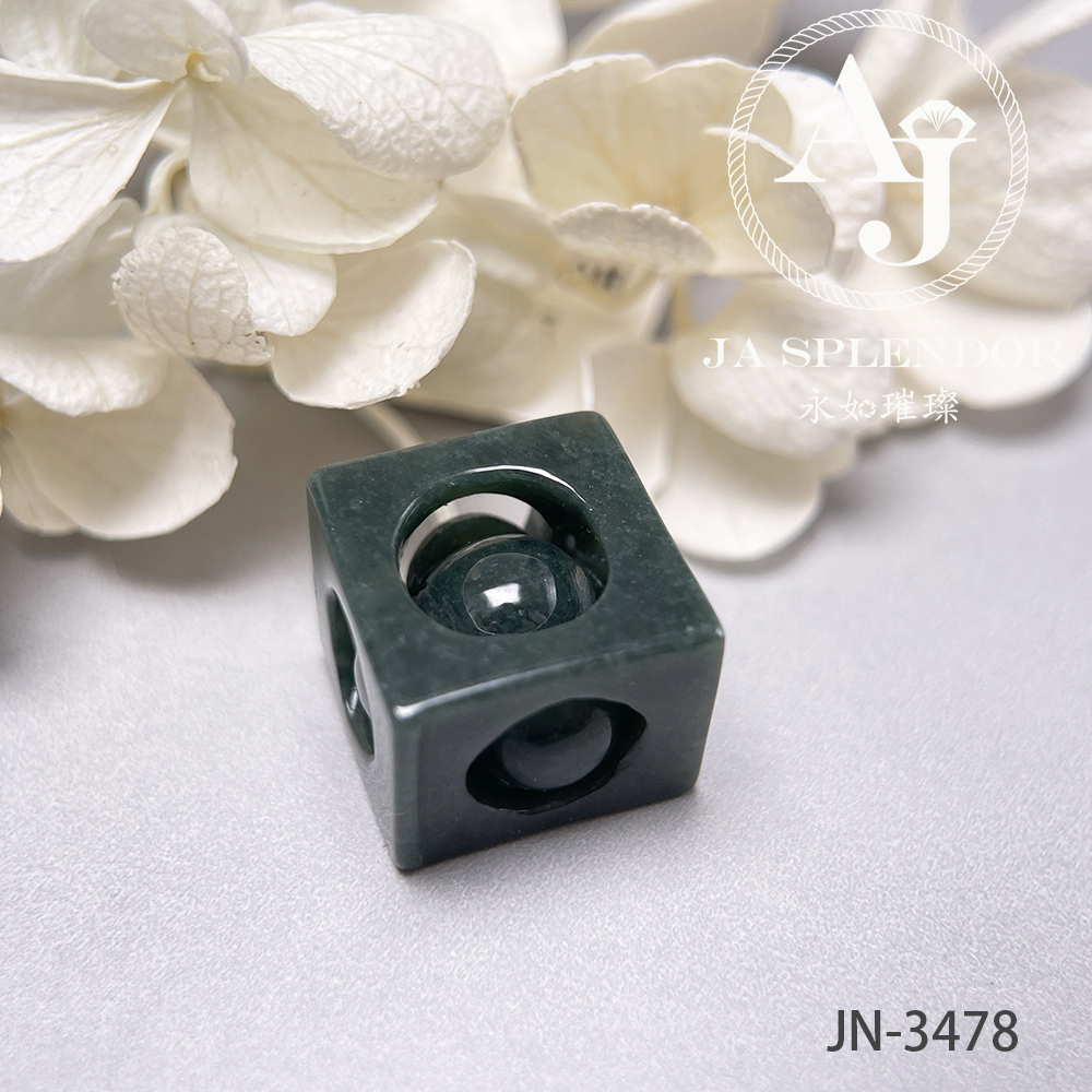 JN-3471/72/73/78/80 天然翡翠A玉 油青墨綠骰子招財進寶吊墜
