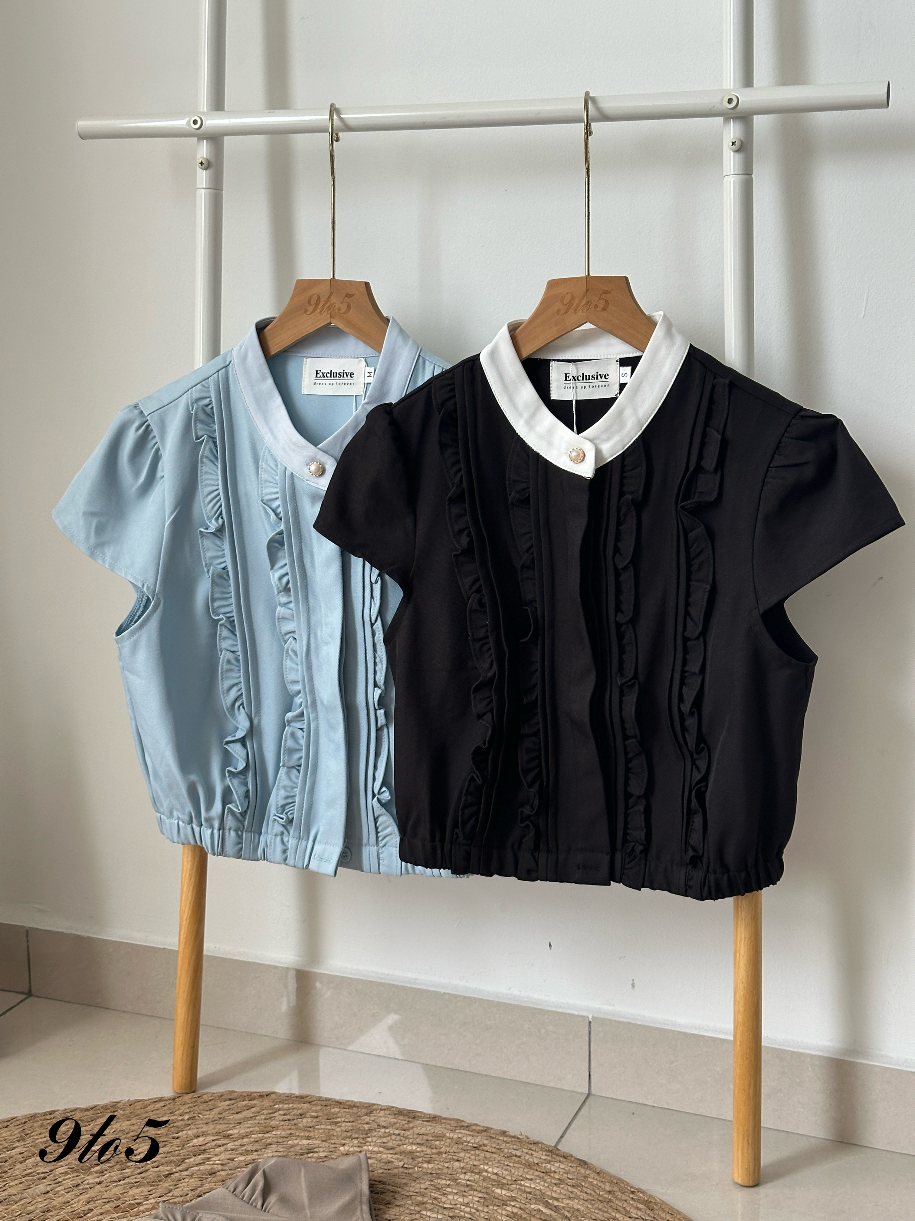 T4001 Puff Sleeve Collar Top - 4 Colors 