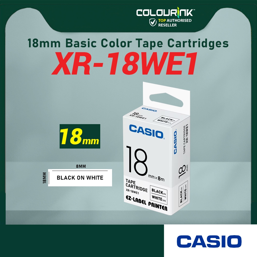 CASIO ORIGINAL GENUINE 18MM EZ LABEL TAPE FOR KL-120 KL-130 KL-820 KL-60 KL-HD1 KL-8400 KL-G2