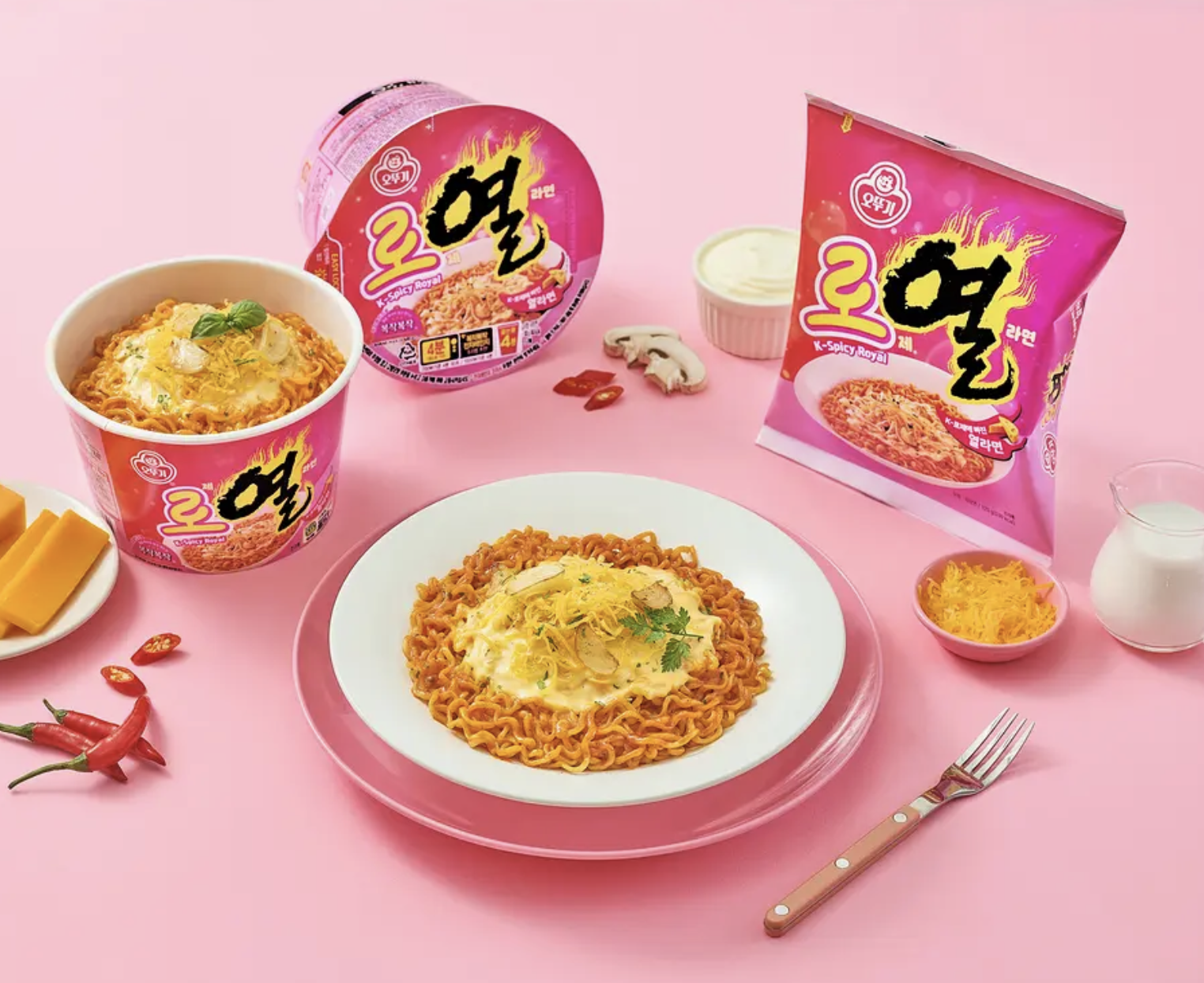  韓國Ottogi 不倒翁 ROYAL 玫瑰辣味 拌麵 4包 / 袋｜K-Spicy Royal Yeol Ramen