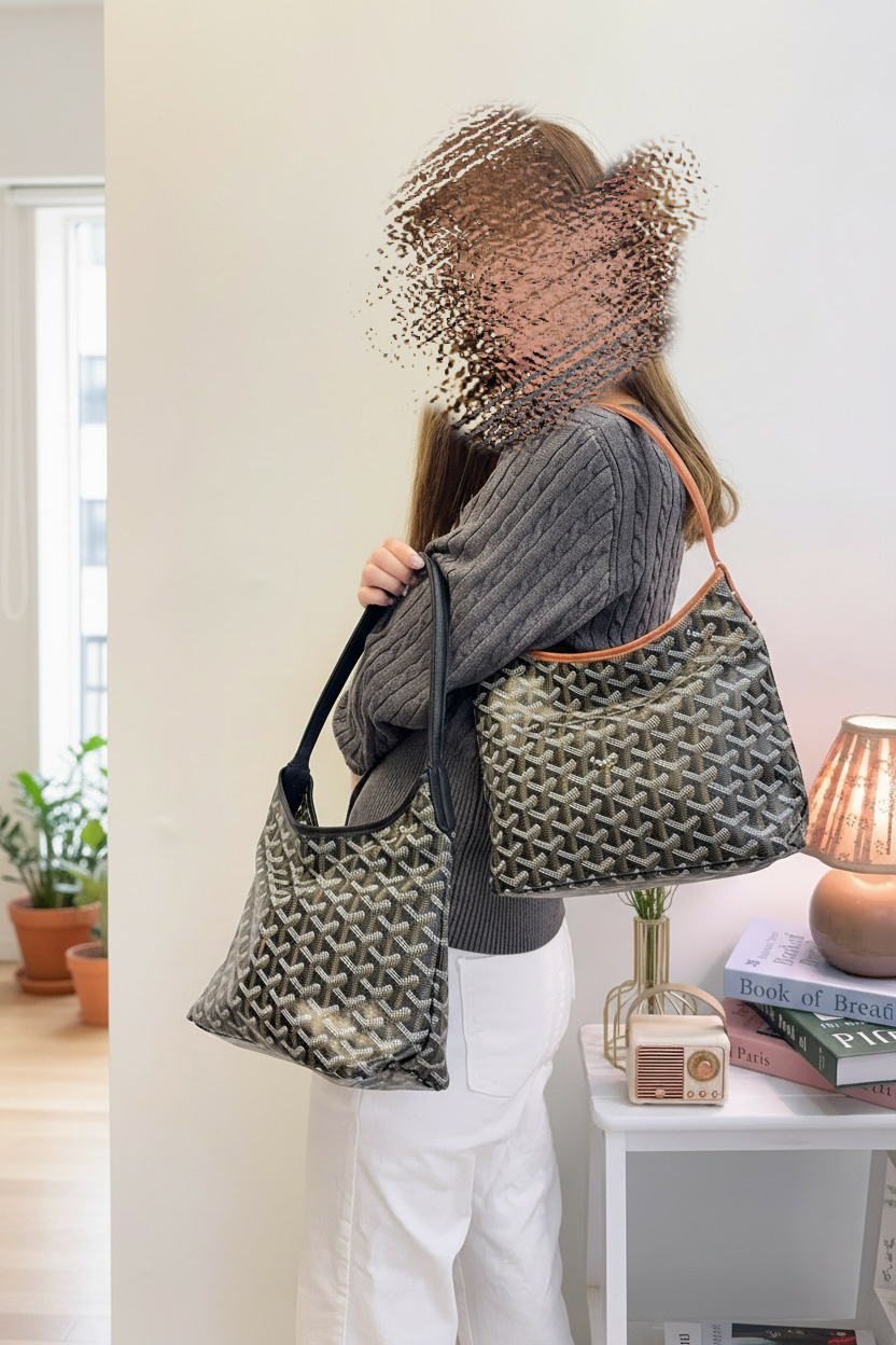 99% New-Goyard Mini Hobo Tan 100% Authentic 