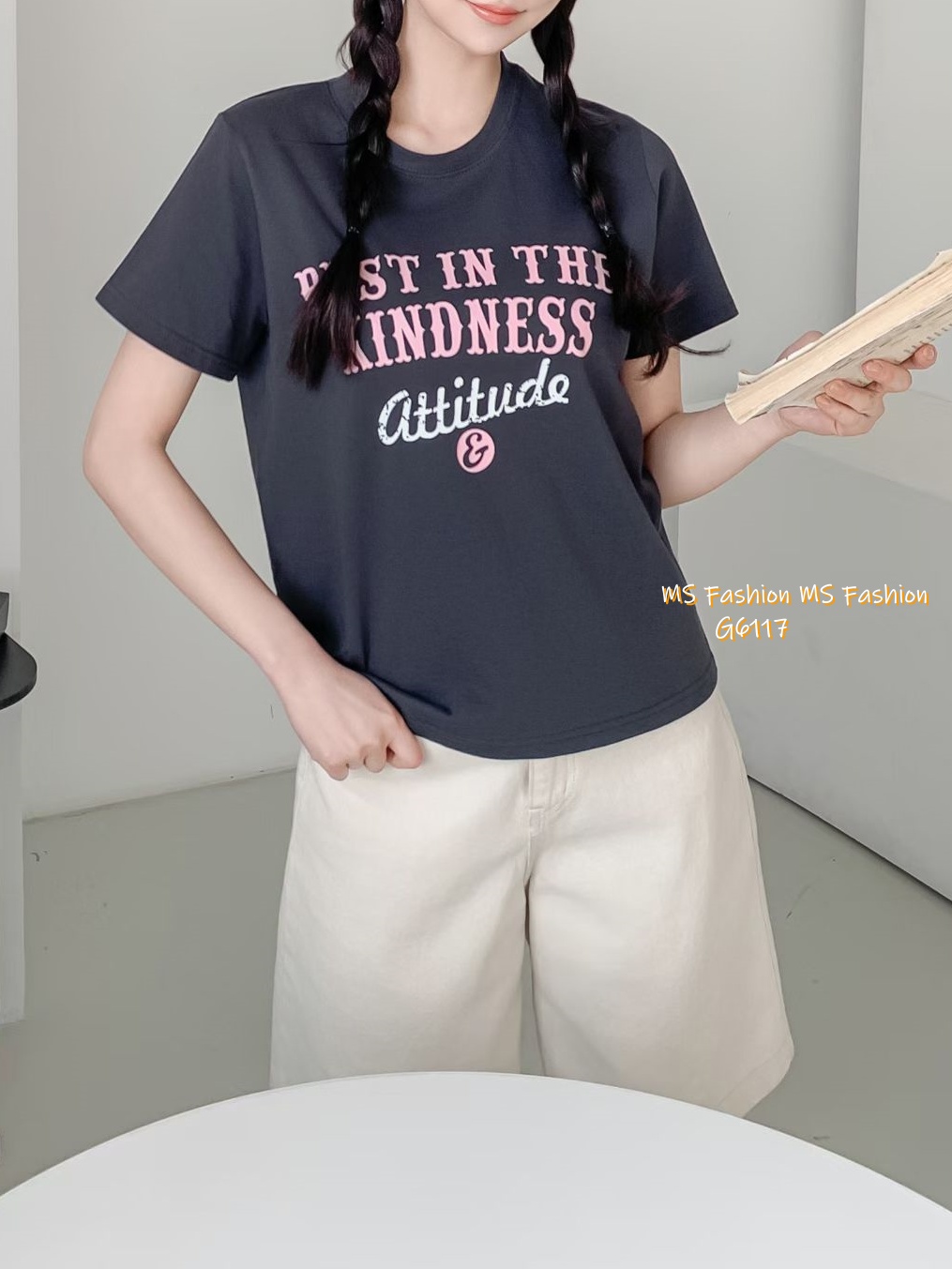 G6117 韓國🇰🇷拼色字母tee