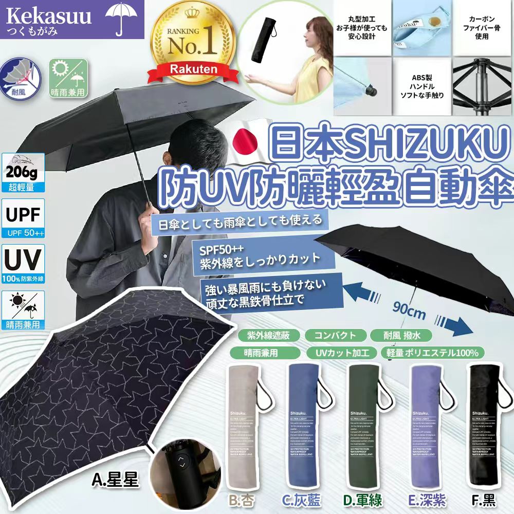 【預訂】日本 Shizuku 防 UV 防曬輕盈自動傘