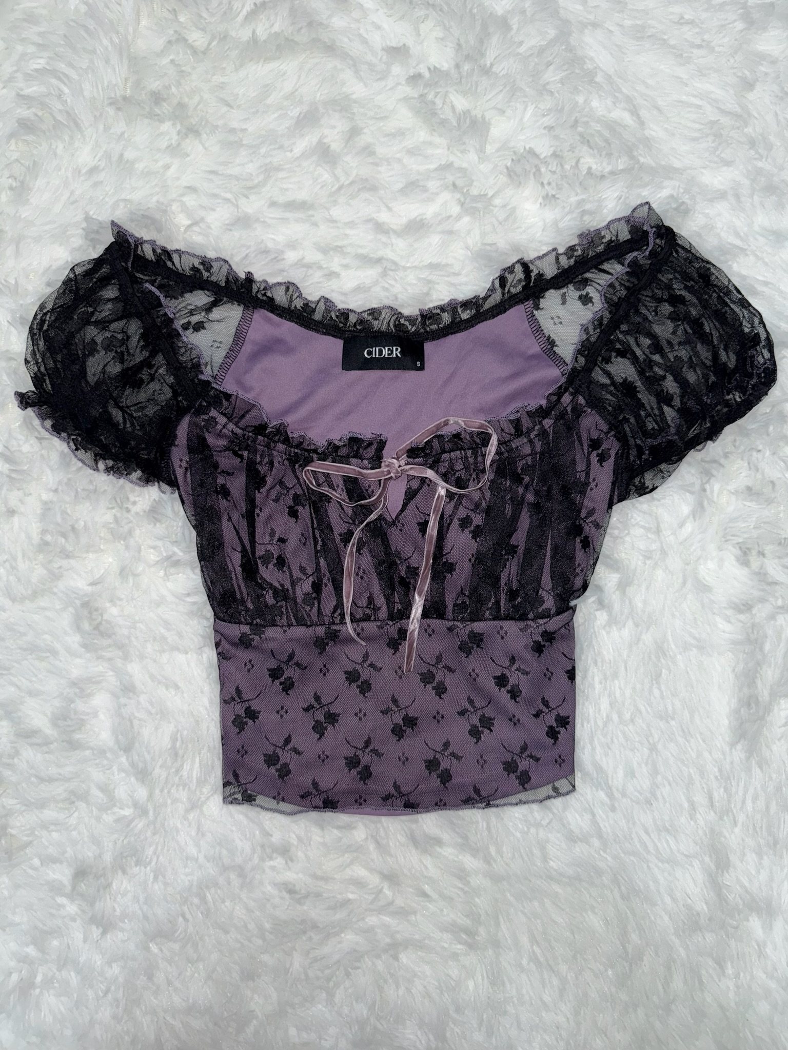 Violet Milkmaid Lace Ribbon Top 
