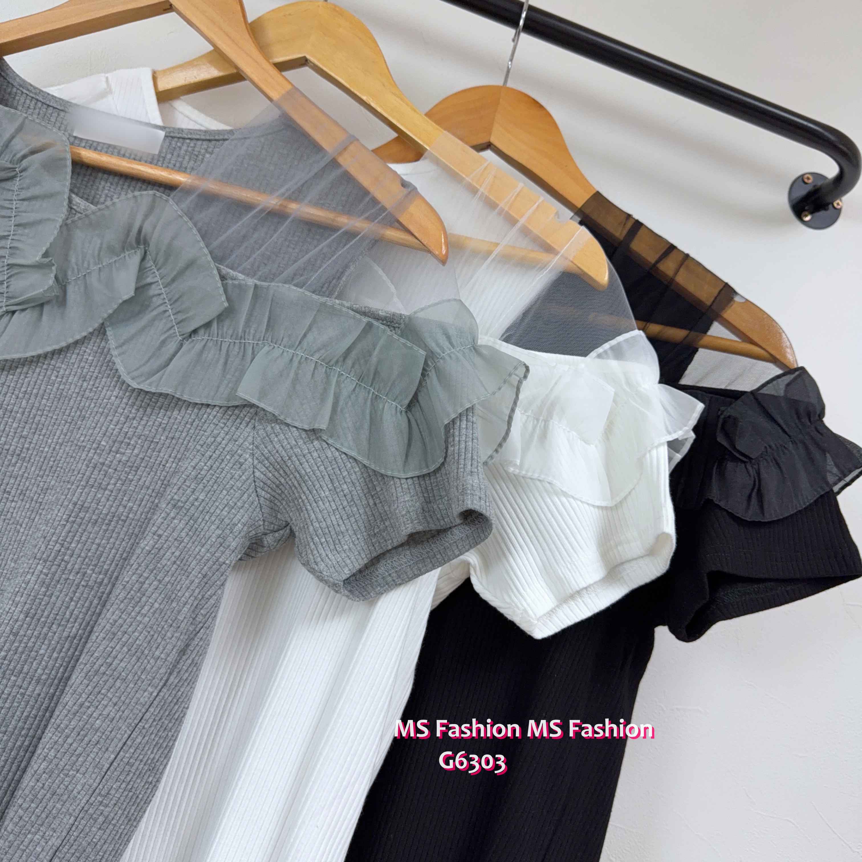 G6303 ruffle透視紗top