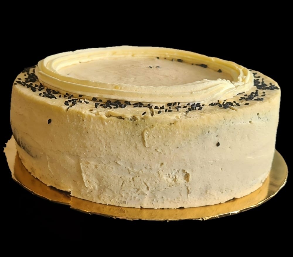 Keto Black Sesame Almonds Cake with Matcha Cheese Frosting - 9" Pre Order 3 Days Advance